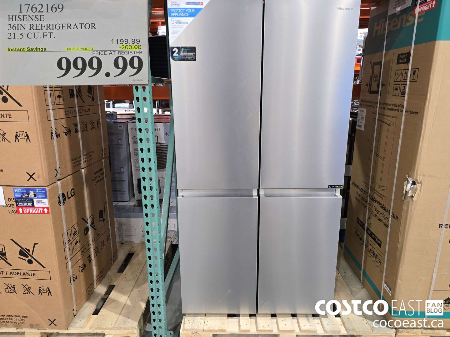 1762169 HISENSE 36IN REFRIGERATOR 21.5 CUFT ($200.00 INSTANT SAVINGS EXPIRES ON 2025-07-31) $999.99