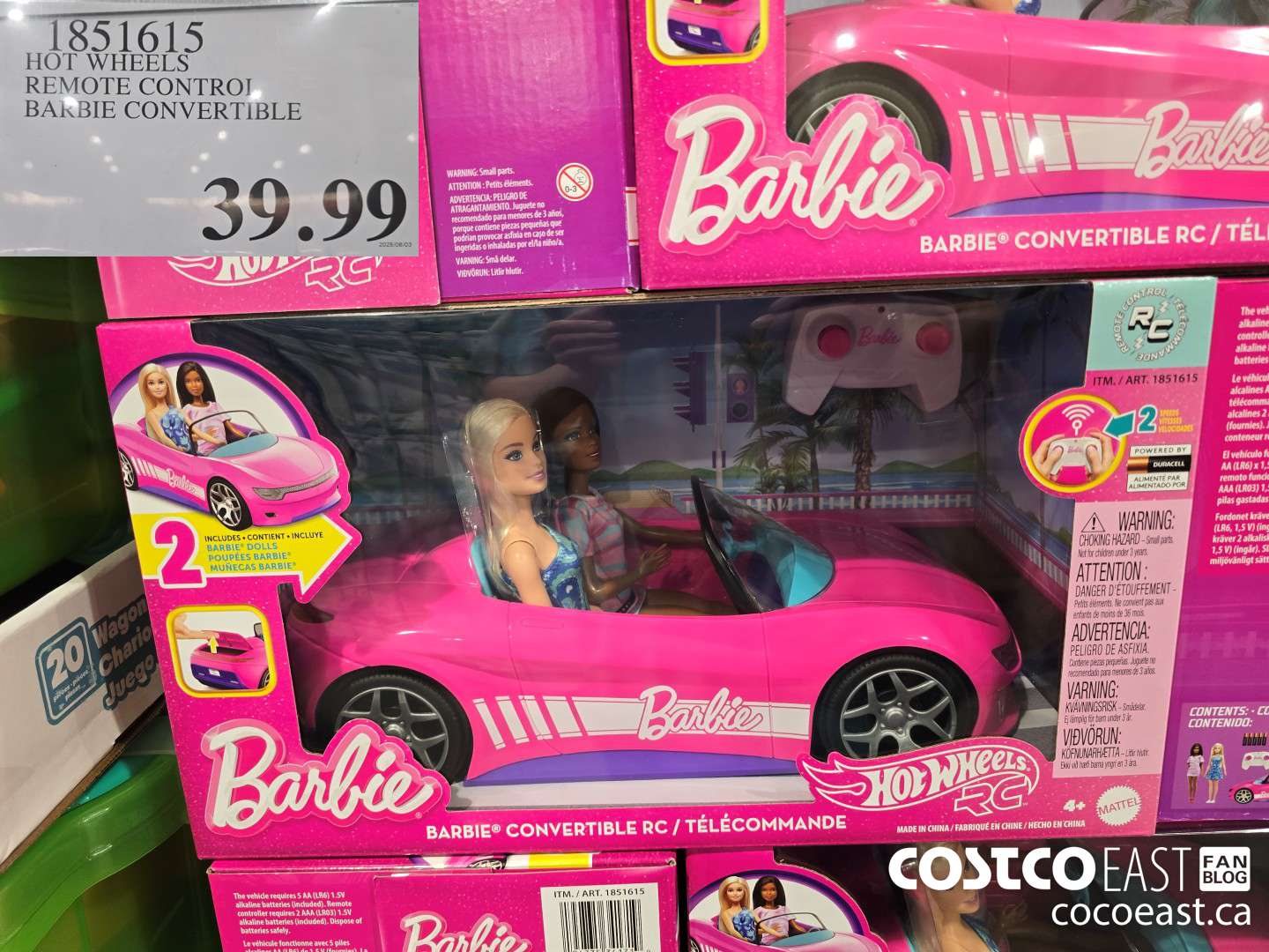 1851615 HOT WHEELS REMOTE CONTROL BARBIE CONVERTIBLE $39.99