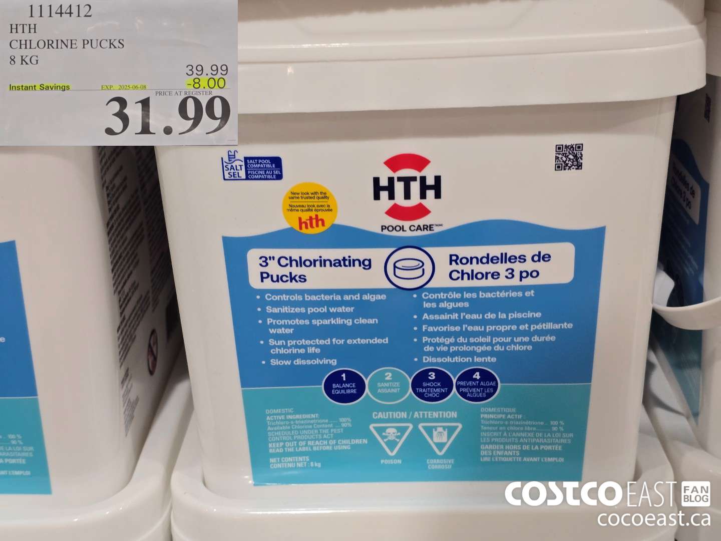 1114412 HTH CHLORINE PUCKS 8 KG ($8.00 INSTANT SAVINGS EXPIRES ON 2025-06-08) $31.99