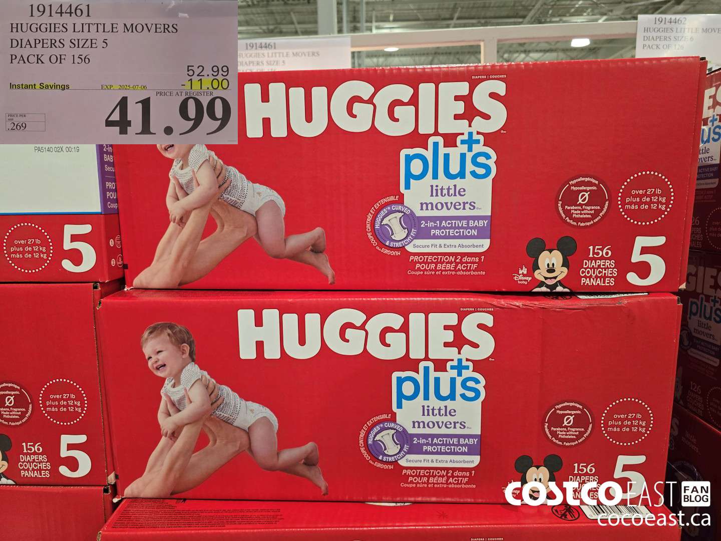 1914461 HUGGIES LITTLE MOVERS DIAPERS SIZE 5 PACK OF 156 ($11.00 INSTANT SAVINGS EXPIRES ON 2025-07-06) $41.99