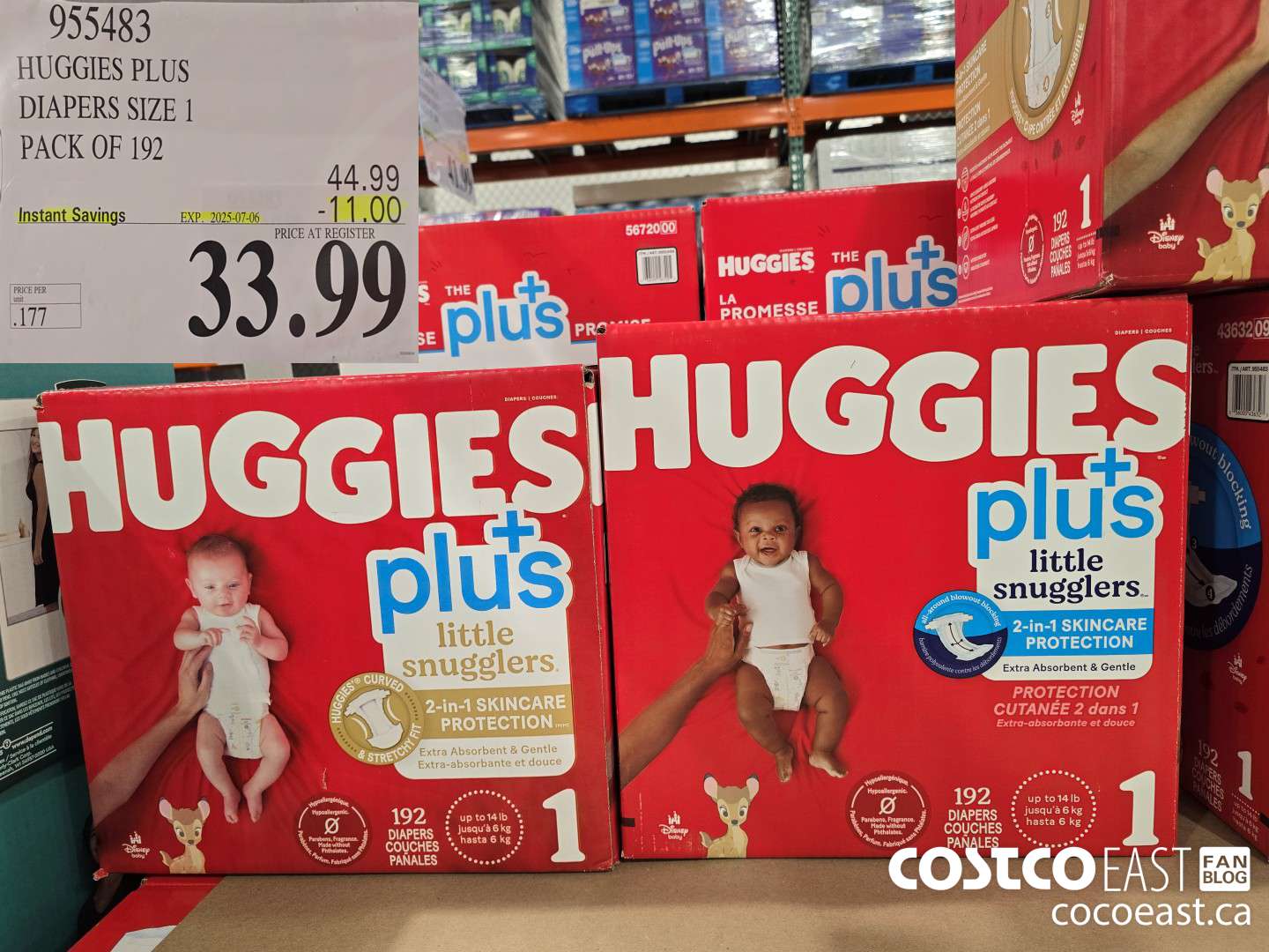 955483 HUGGIES PLUS DIAPERS SIZE 1 PACK OF 192 ($11.00 INSTANT SAVINGS EXPIRES ON 2025-07-06) $33.99