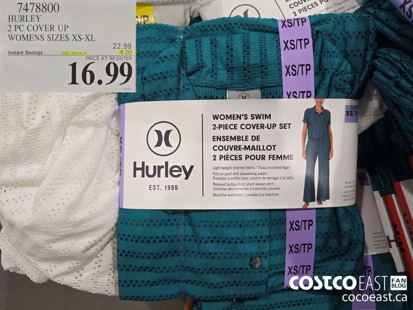 7478800 HURLEY 2 PC COVER UP WOMENS SIZES XS-XL ($6.00 INSTANT SAVINGS EXPIRES ON 2025-06-29) $16.99