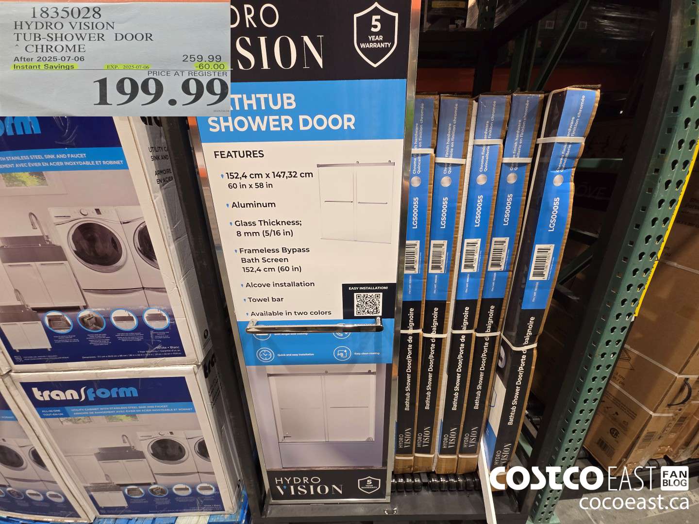 1835028 HYDRO VISION TUB-SHOWER DOOR ~ CHROME ($60.00 INSTANT SAVINGS EXPIRES ON 2025-07-06) $199.99