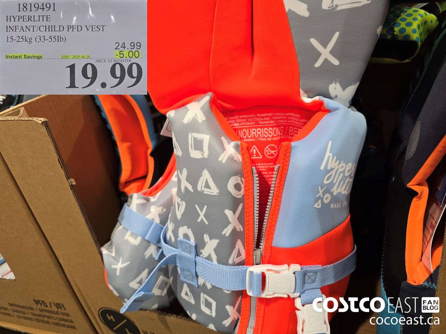 1819491 HYPERLITE INFANT/CHILD PFD VEST 15-25kg (33-55Ib) ($5.00 INSTANT SAVINGS EXPIRES ON 2025-06-29) $19.99