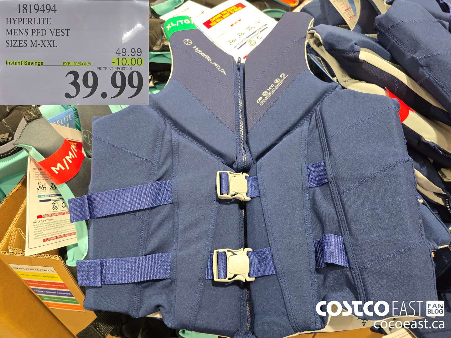 1819494 HYPERLITE MENS PFD VEST SIZES M-XXL ($10.00 INSTANT SAVINGS EXPIRES ON 2025-06-29) $39.99