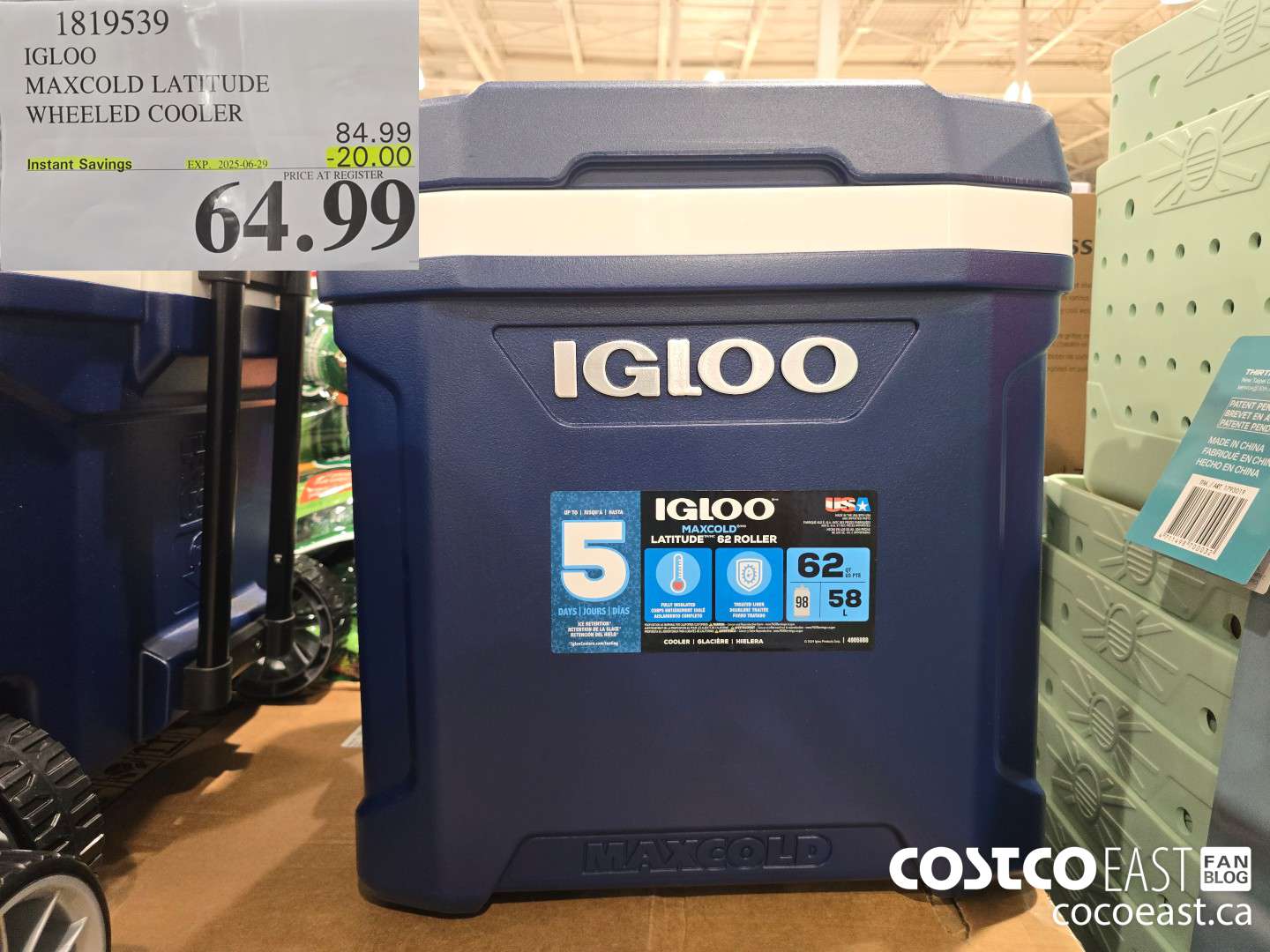 1819538 IGLOO MAXCOLD LATITUDE WHEELED COOLER ($20.00 INSTANT SAVINGS EXPIRES ON 2025-06-29) $64.99