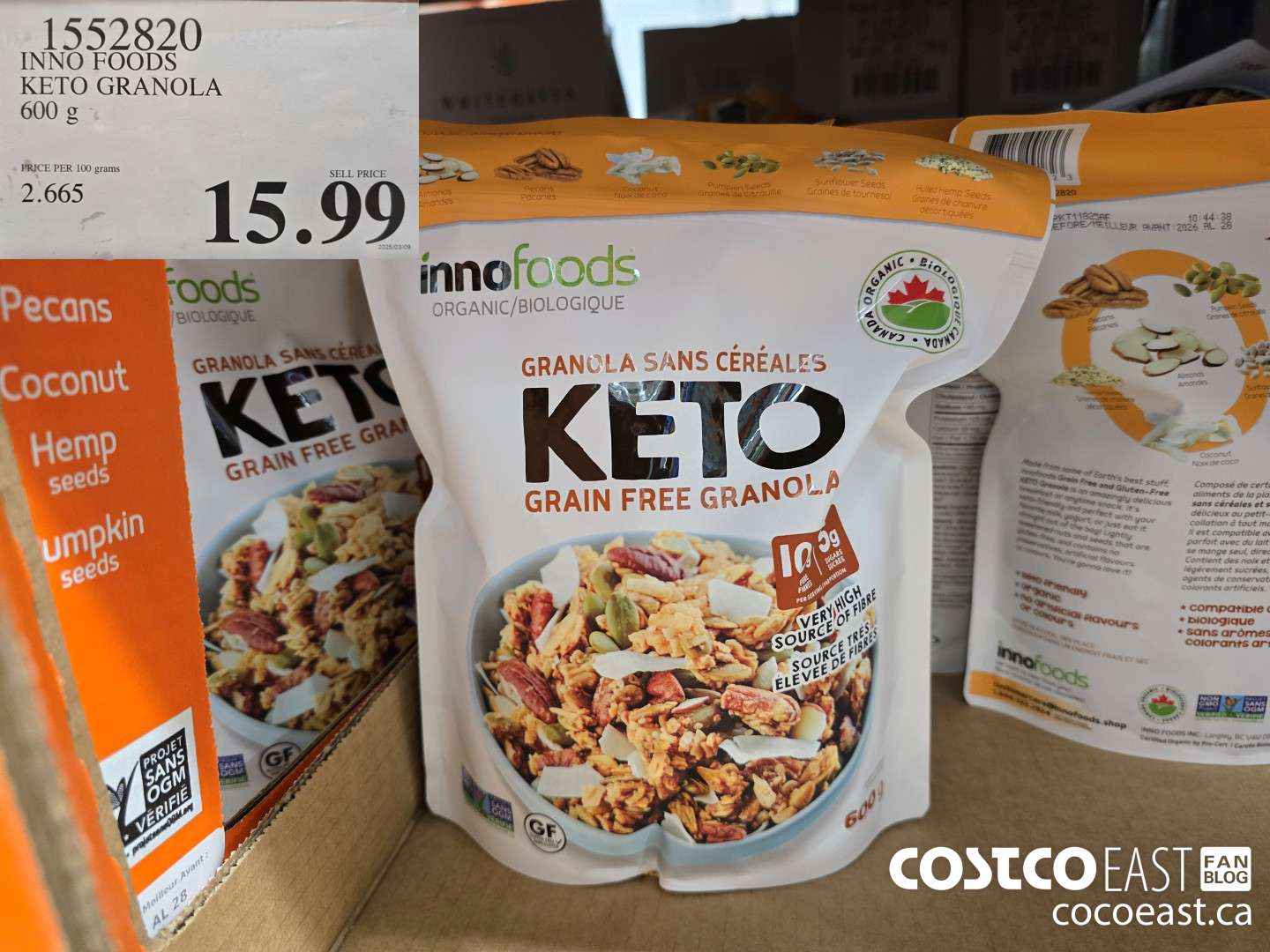 1552820 INNO FOODS KETO GRANOLA 600 G $15.99