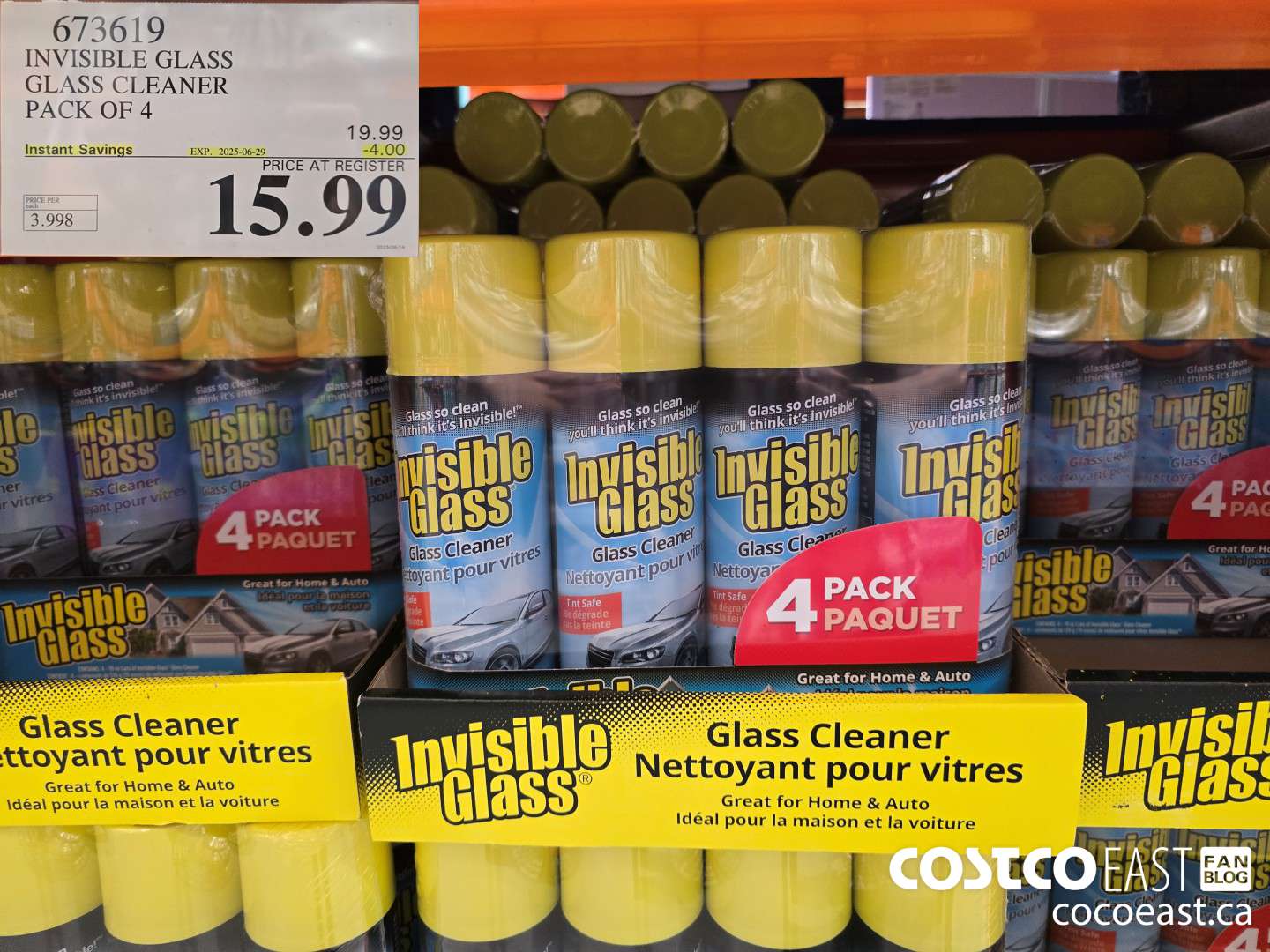 673619 INVISIBLE GLASS GLASS CLEANER 4 X 539g ($4.00 INSTANT SAVINGS EXPIRES ON 2025-06-29) $15.99