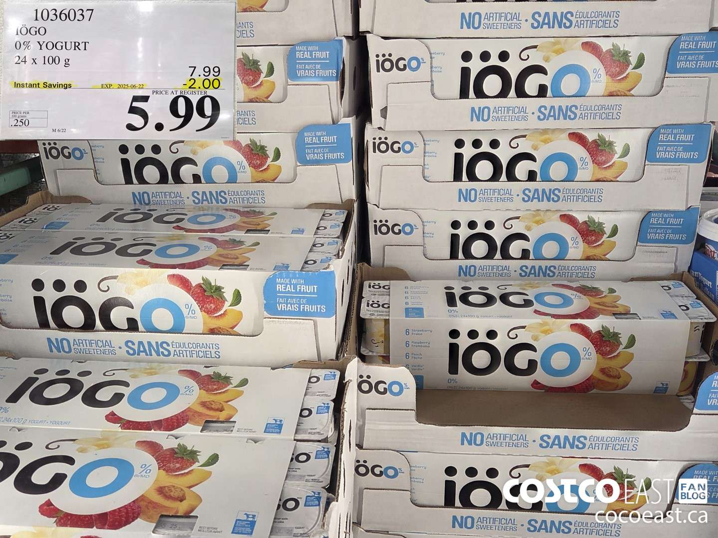 1036037 IOGO 0% YOGURT 24 x 100 g ($2.00 INSTANT SAVINGS EXPIRES ON 2025-06-22) $5.99