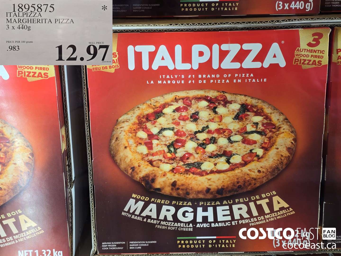 1895875 ITALPIZZA MARGHERITA PIZZA 3 x 440G $12.97