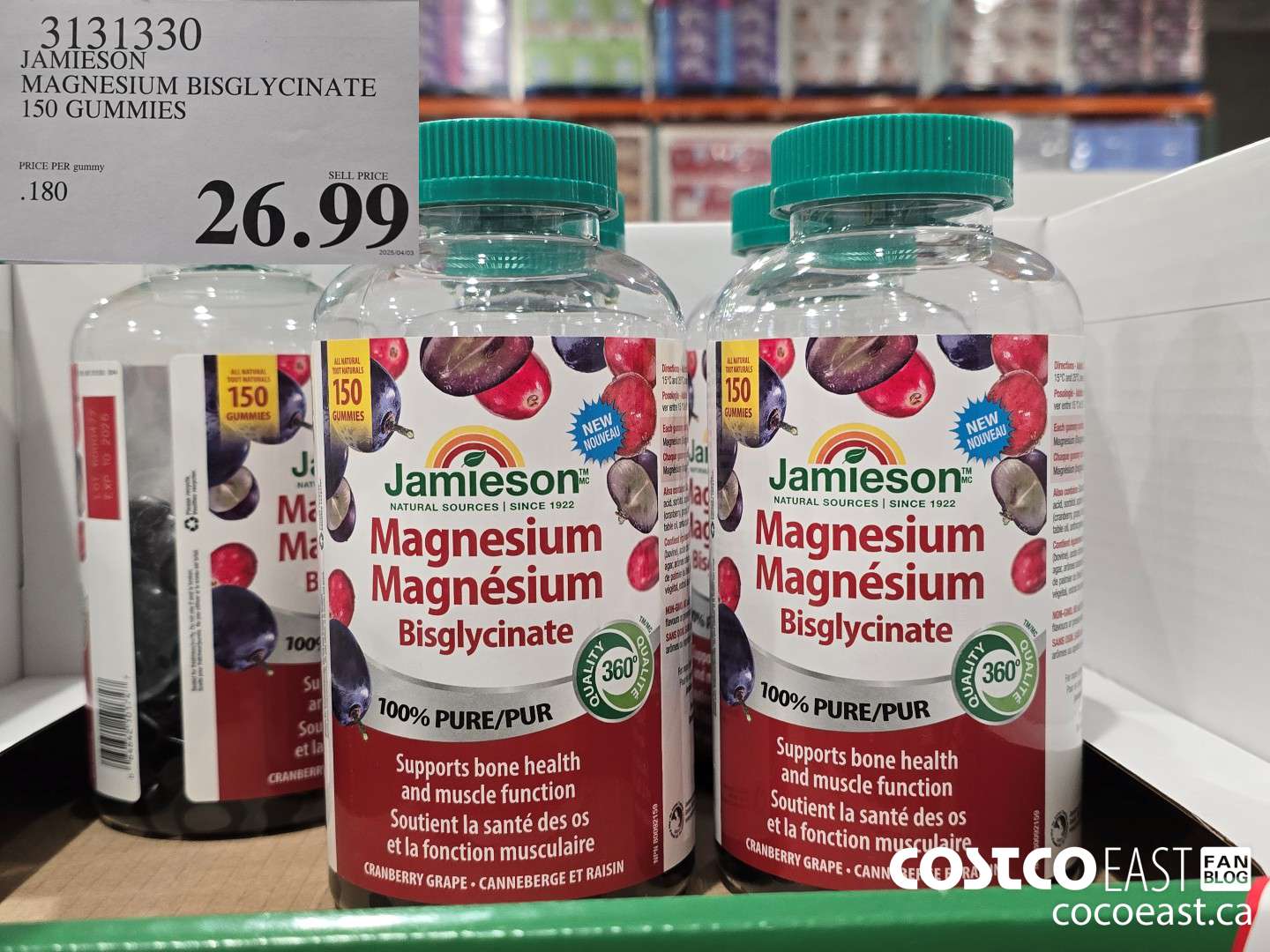 3131330 JAMIESON MAGNESIUM BISGLYCINATE 150 GUMMIES $26.99