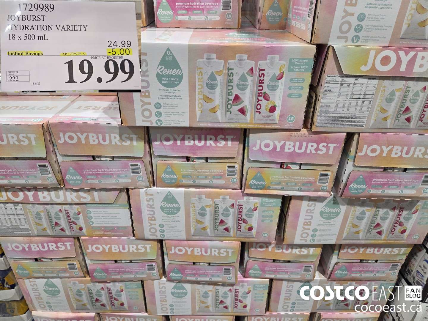 1729989 JOYBURST HYDRATION VARIETY 18 x 500 mL ($5.00 INSTANT SAVINGS EXPIRES ON 2025-06-22) $19.99