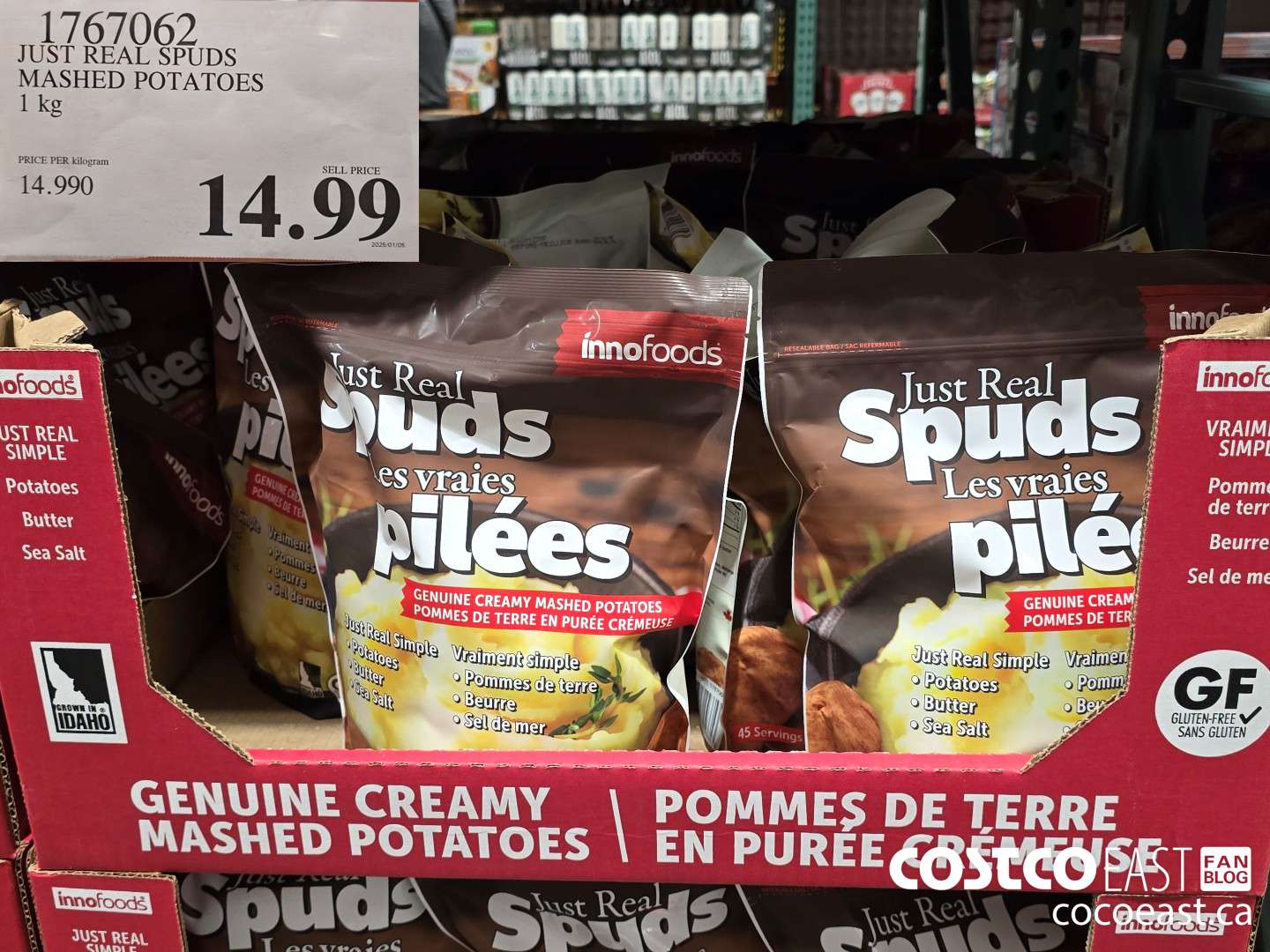 1767062 JUST REAL SPUDS MASHED POTATOES 1 kg $14.99