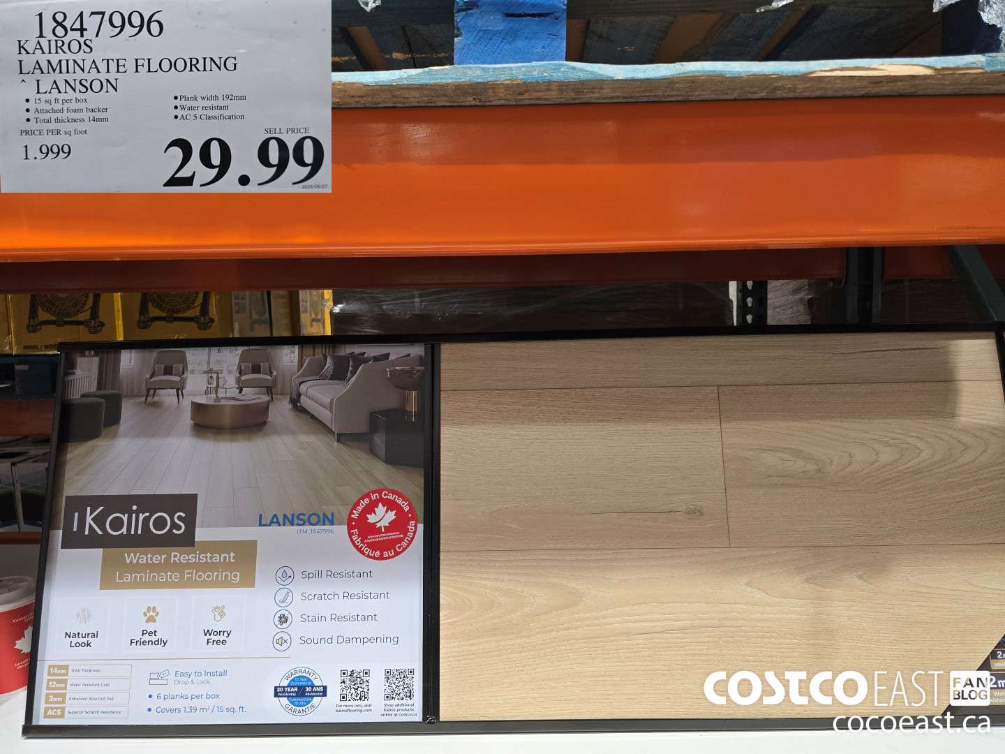 1847996 KAIROS LAMINATE FLOORING LANSON $29.99