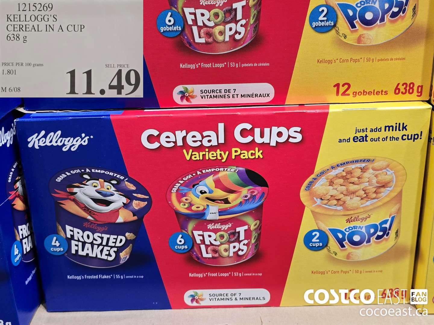 1215269 KELLOGG'S CEREAL IN A CUP 638 G $11.49