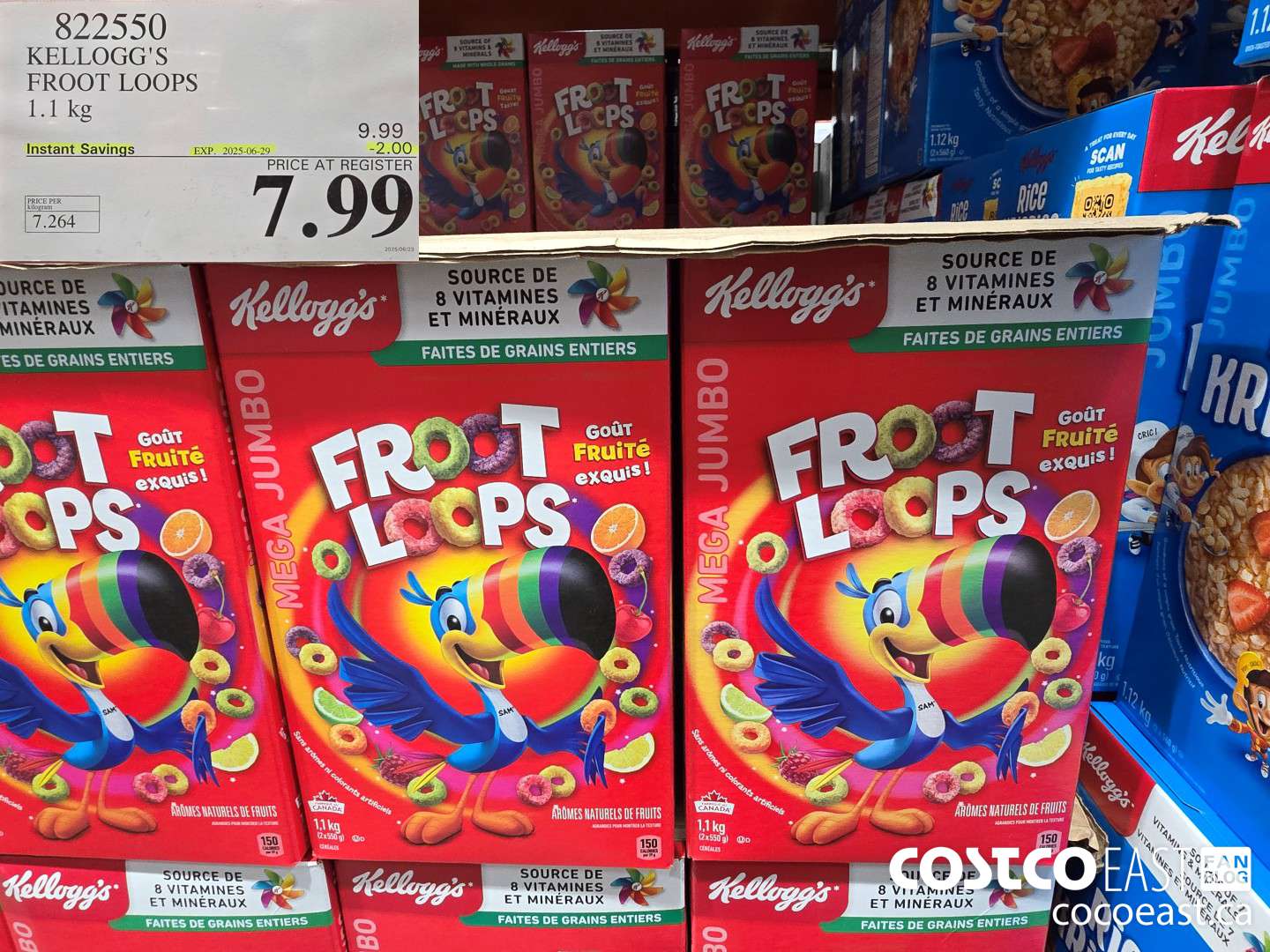 822550 KELLOGG'S FROOT LOOPS 1.1 kg ($2.00 INSTANT SAVINGS EXPIRES ON 2025-06-29) $7.99