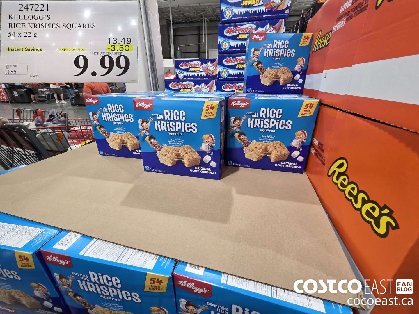 247221 KELLOGG'S RICE KRISPIES SQUARES 54 X 22 G ($3.50 INSTANT SAVINGS EXPIRES ON 2025-06-22) $9.99