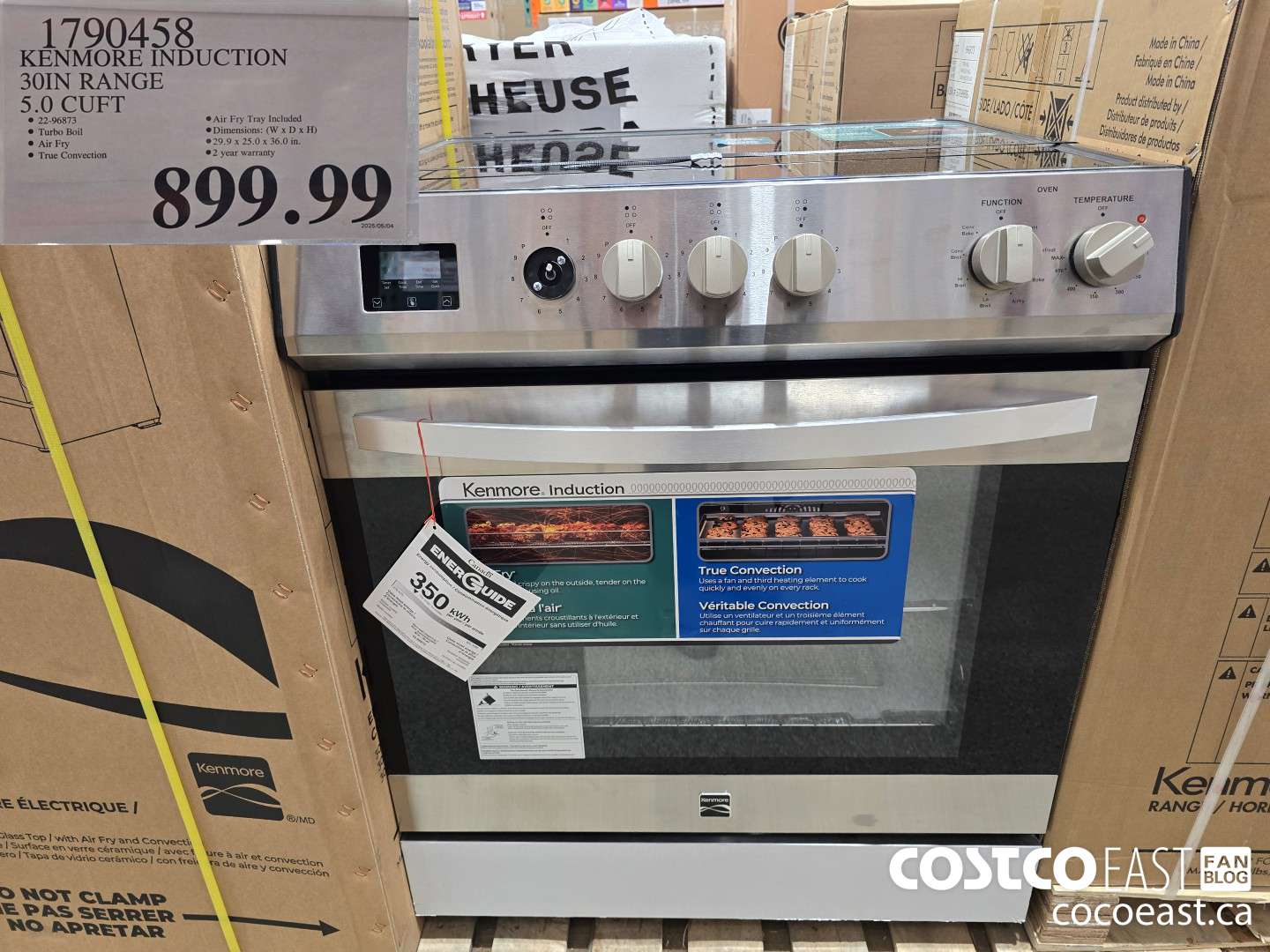 1790458 KENMORE INDUCTION 30IN RANGE 5.0 CUFT $899.99