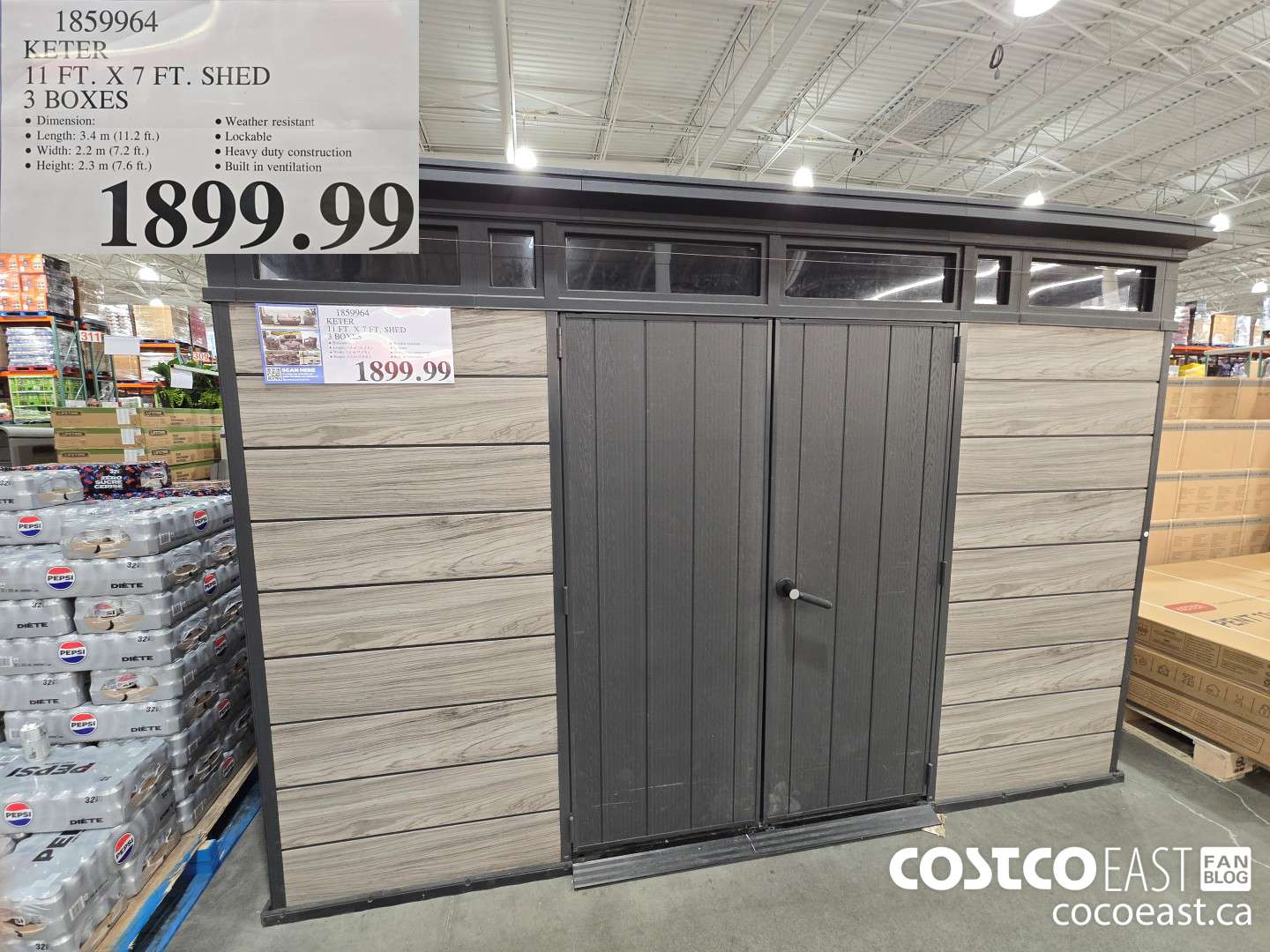 1859964 KETER 11 FT. X 7 FT. SHED 3 BOXES $1899.99