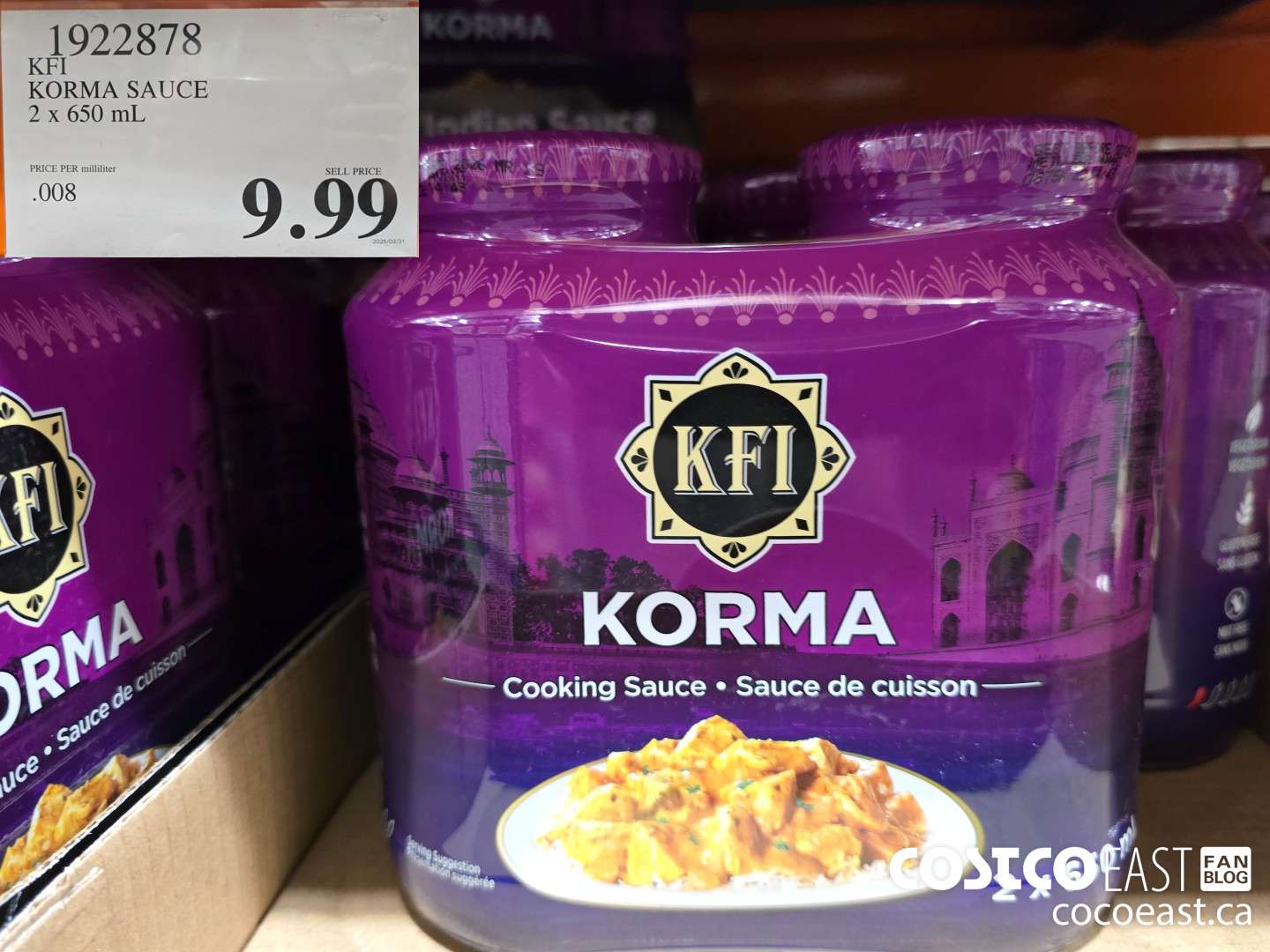 1922878 KFI KORMA SAUCE 2 x 690 mL $9.99