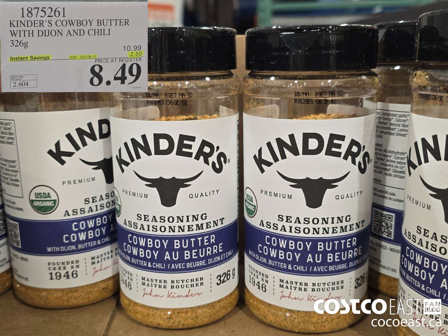 1875261 KINDER'S COWBOY BUTTER WITH DIJON AND CHILI 326G ($2.50 INSTANT SAVINGS EXPIRES ON 2025-06-15) $8.49