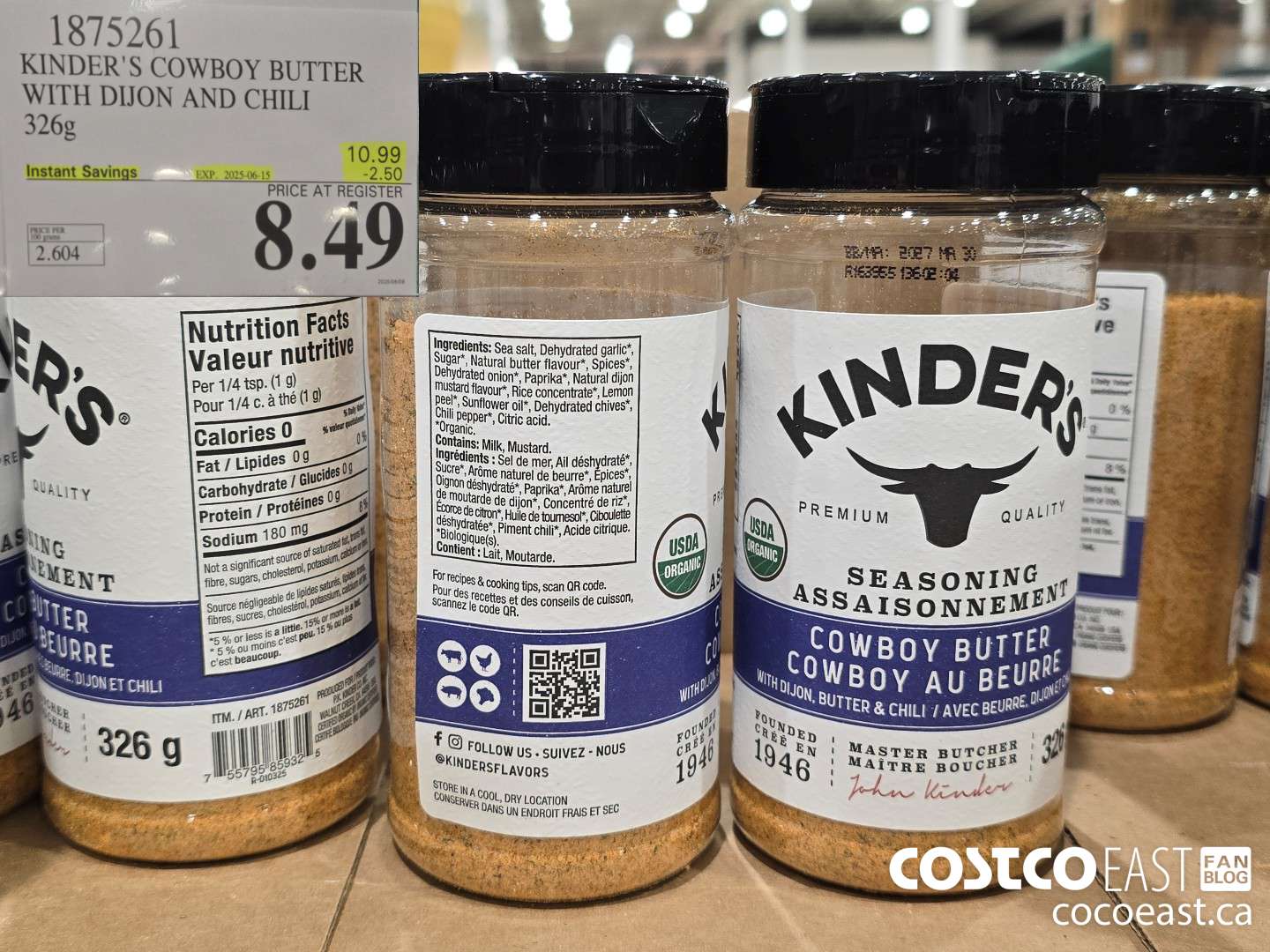 1875261 KINDER'S COWBOY BUTTER WITH DIJON AND CHILI 326G ($2.50 INSTANT SAVINGS EXPIRES ON 2025-06-15) $8.49