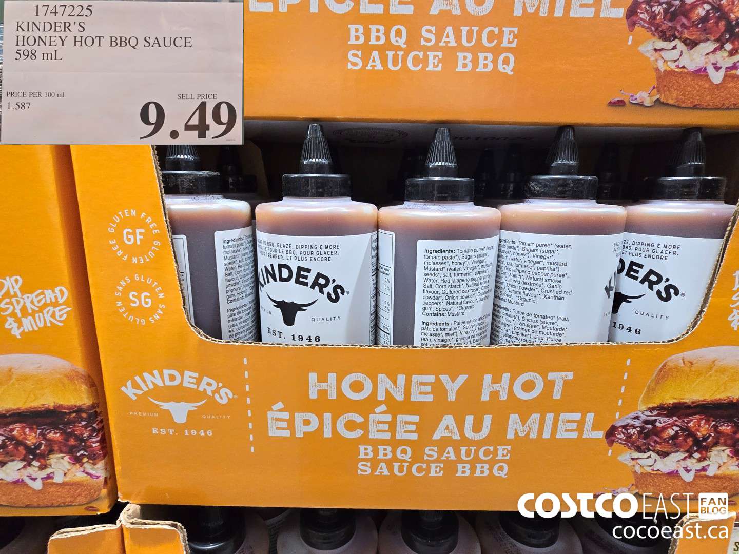 1747225 KINDER'S HONEY HOT BBQ SAUCE 598 mL $9.49