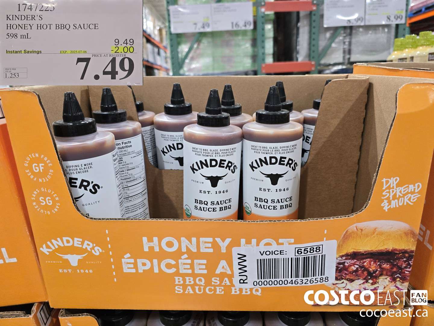 1747225 KINDER'S HONEY HOT BBQ SAUCE 598 mL ($2.00 INSTANT SAVINGS EXPIRES ON 2025-07-06) $7.49