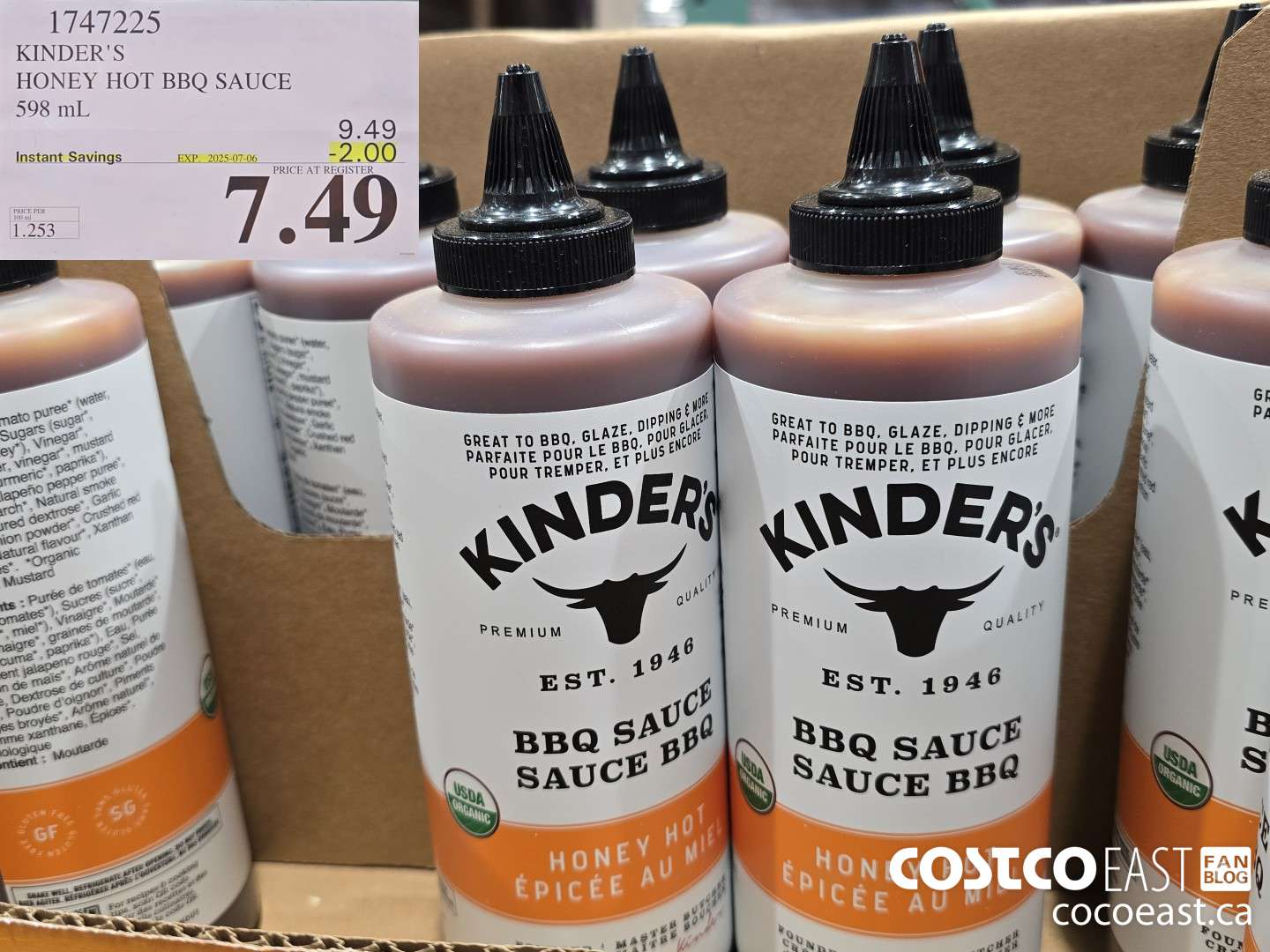 1747225 KINDER'S HONEY HOT BBQ SAUCE 598 mL ($2.00 INSTANT SAVINGS EXPIRES ON 2025-07-06) $7.49