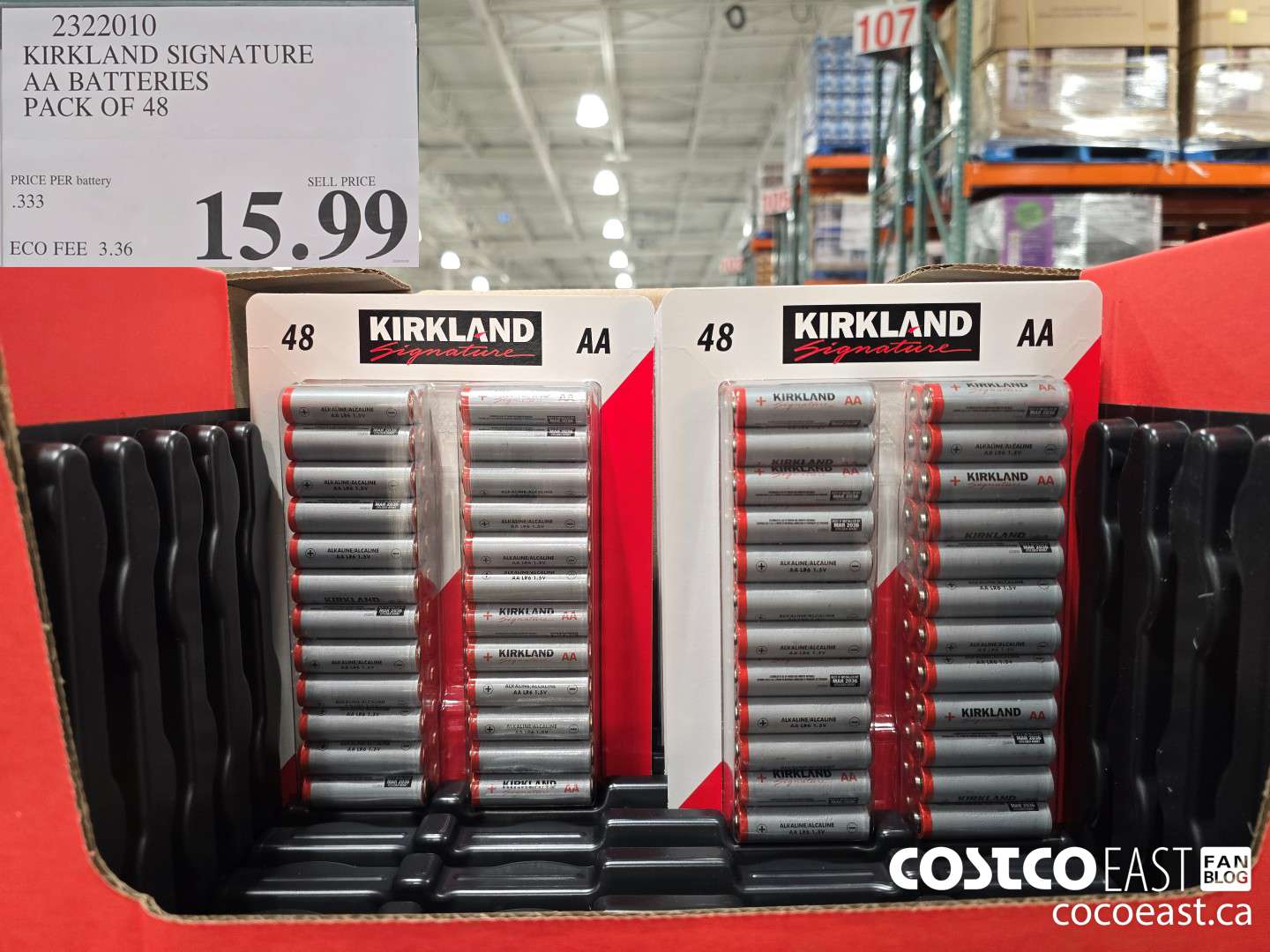 2322010 KIRKLAND SIGNATURE AA BATTERIES PACK OF 48 $15.99