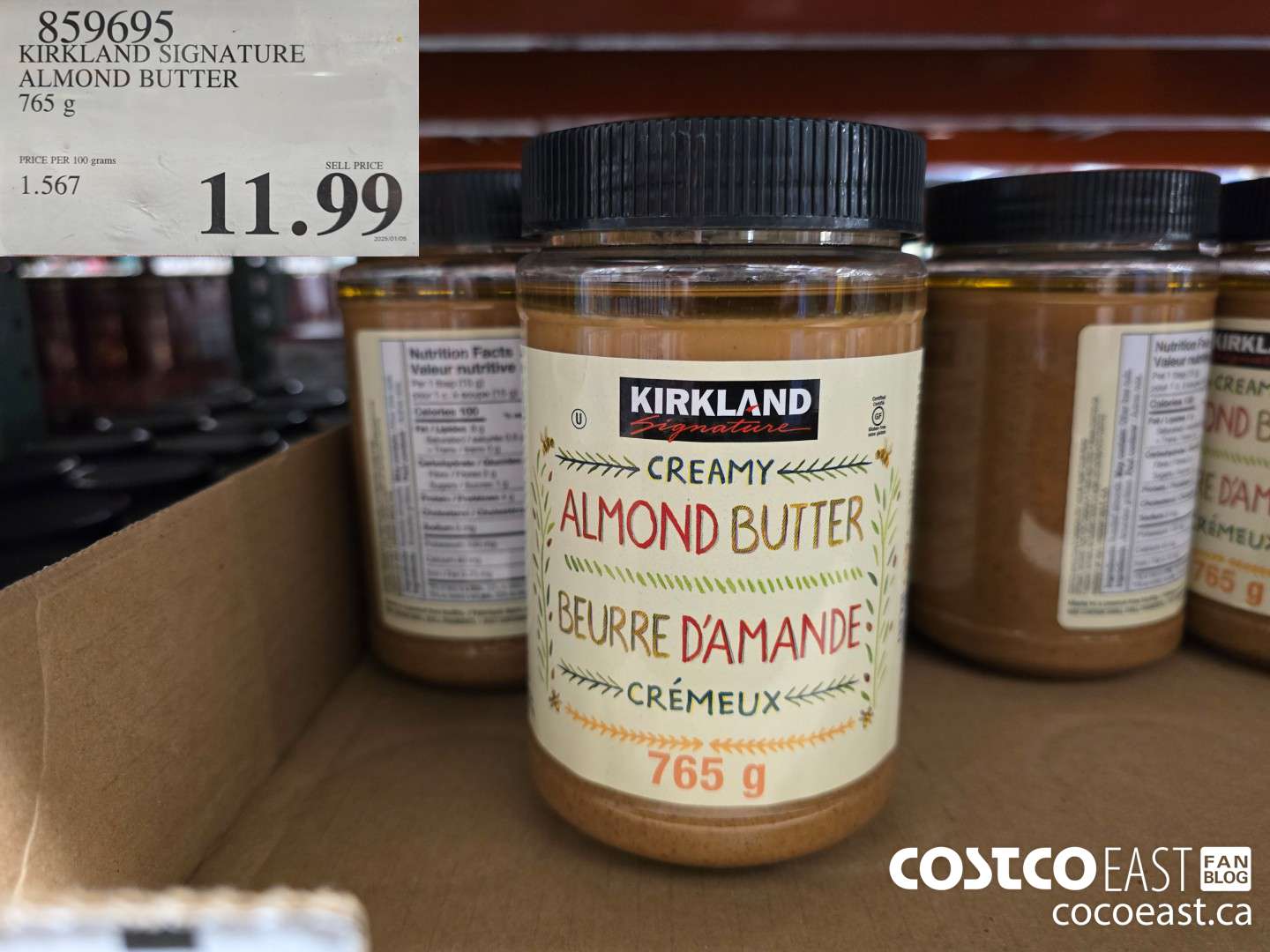 859695 KIRKLAND SIGNATURE ALMOND BUTTER 765 g $11.99