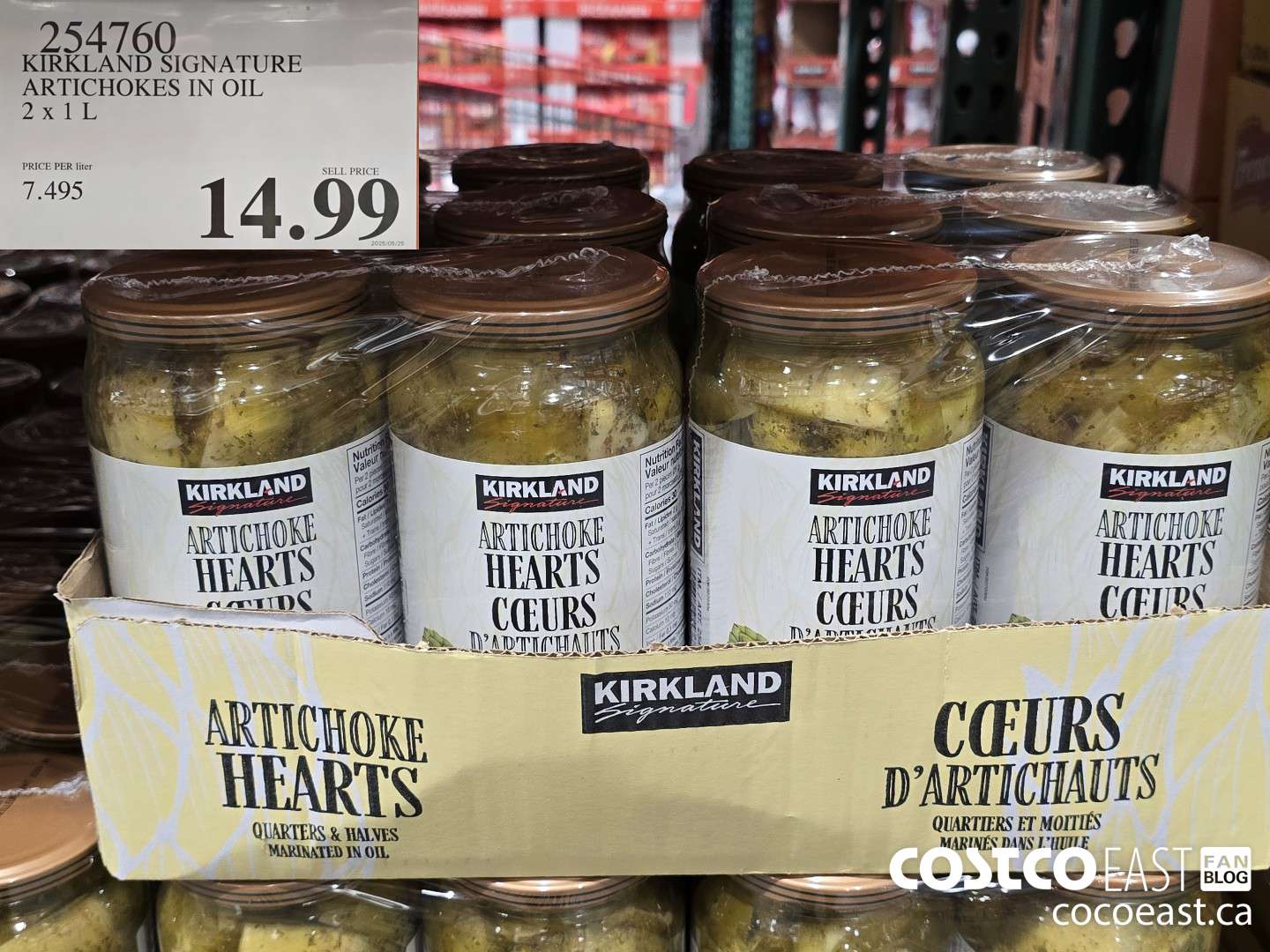 254760 KIRKLAND SIGNATURE ARTICHOKES IN OIL 2 x 1 L $14.99