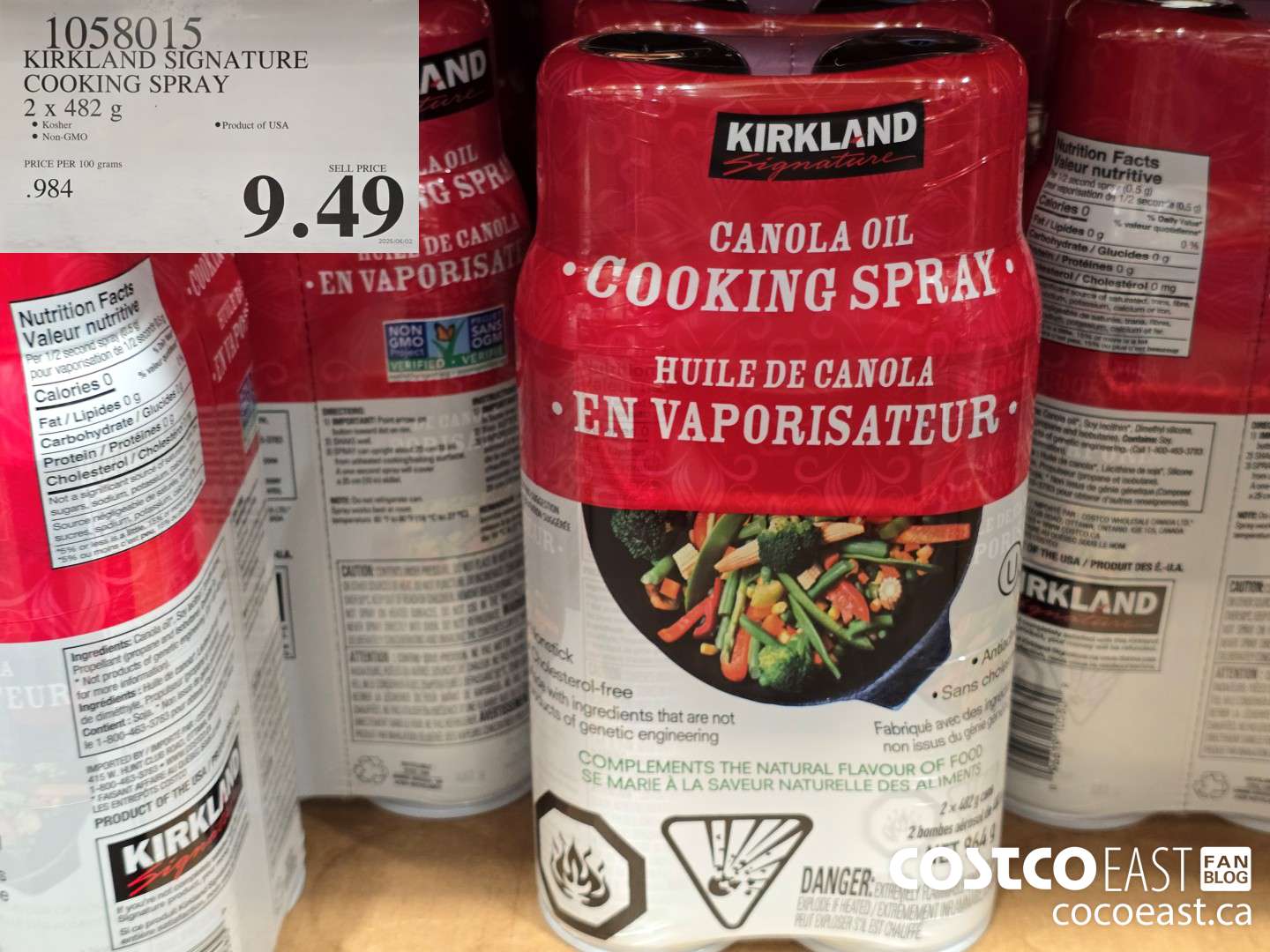 1058015 KIRKLAND SIGNATURE COOKING SPRAY 2 x 482 g $9.79