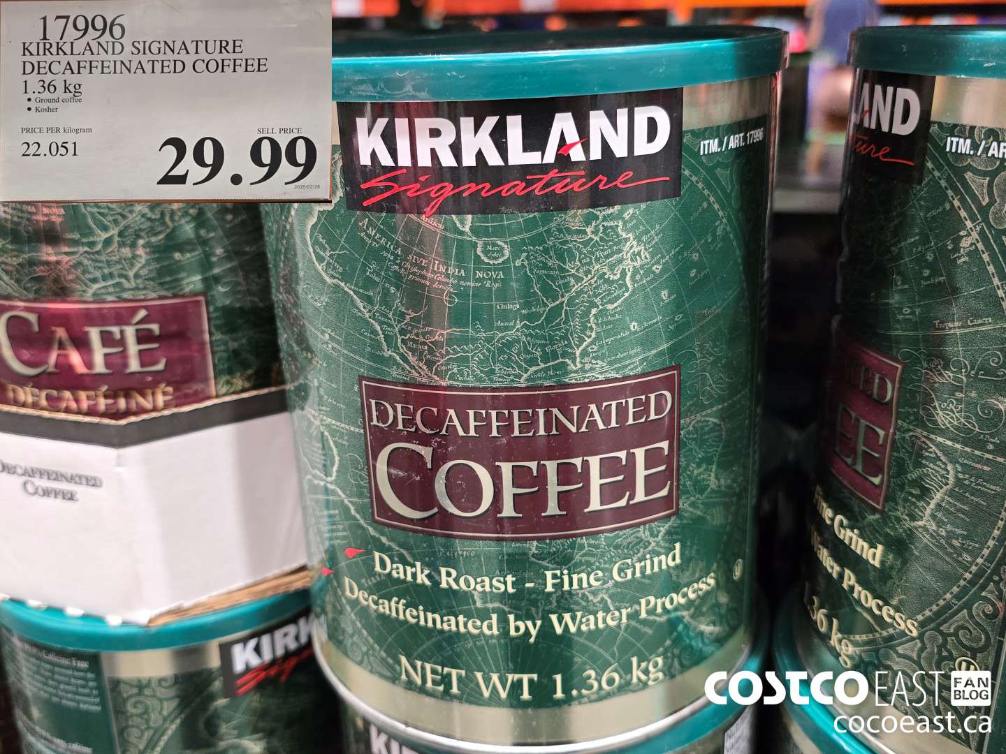 17996 KIRKLAND SIGNATURE DECAFFEINATED COFFEE 1.36 KG $29.99