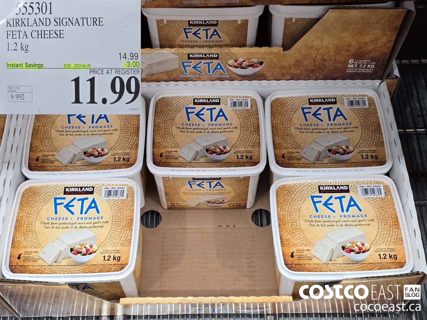 555301 KIRKLAND SIGNATURE FETA CHEESE 1.2 KG ($3.00 INSTANT SAVINGS EXPIRES ON 2025-06-29) $11.99