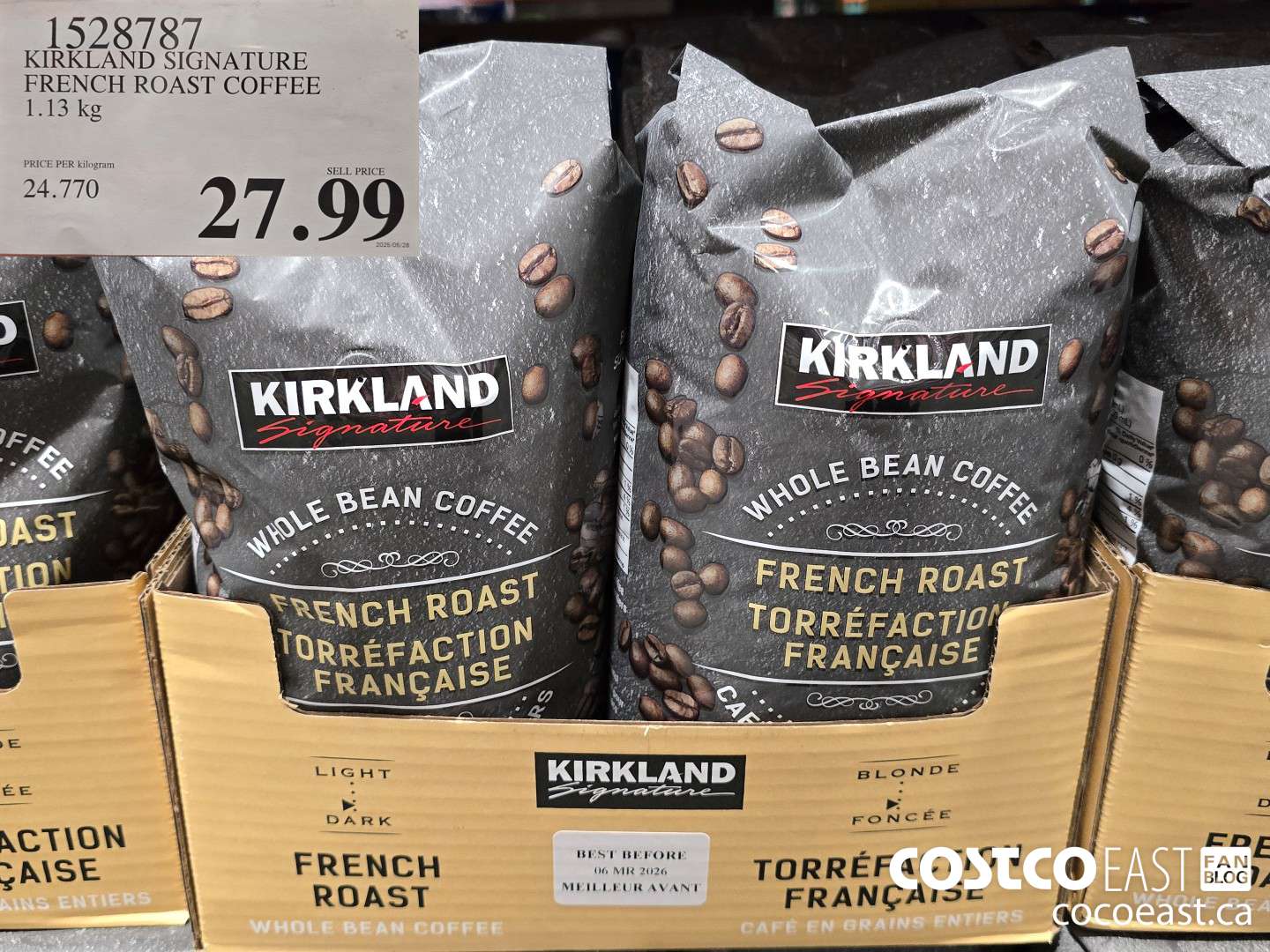 1528787 KIRKLAND SIGNATURE FRENCH ROAST COFFEE 1.13 KG $27.99