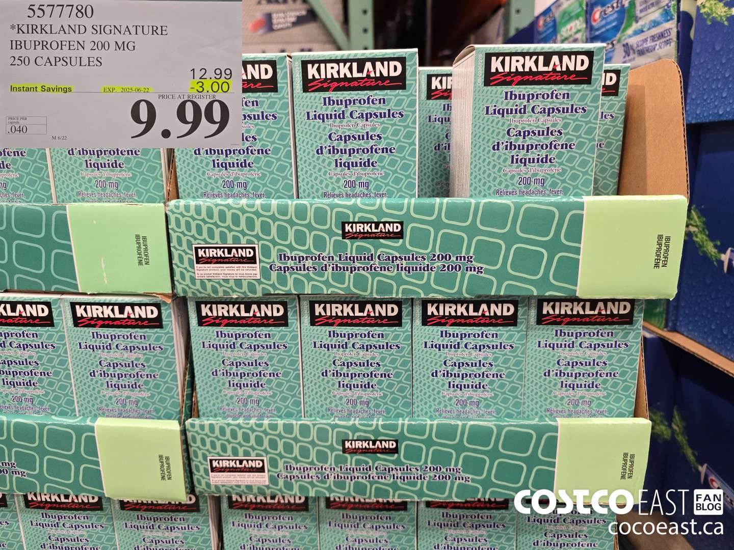 5577780 *KIRKLAND SIGNATURE IBUPROFEN 200MG 250 capsules ($3.00 INSTANT SAVINGS EXPIRES ON 2025-06-22) $9.99