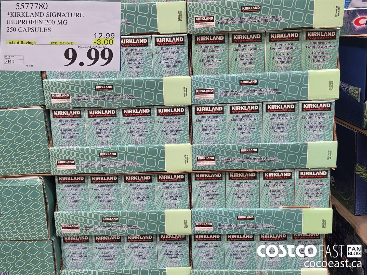 5577780 KIRKLAND SIGNATURE IBUPROFEN 200MG 250 capsules ($3.00 INSTANT SAVINGS EXPIRES ON 2025-06-22) $9.99