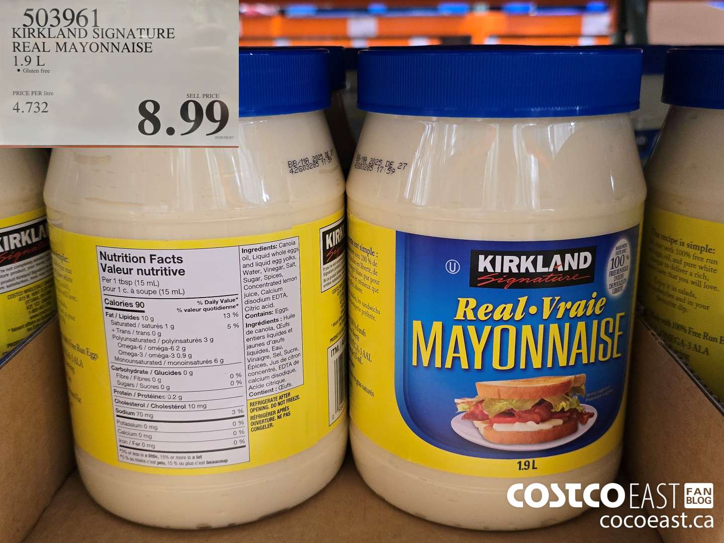 503961 KIRKLAND SIGNATURE MAYONNAISE 1.9 L $8.99