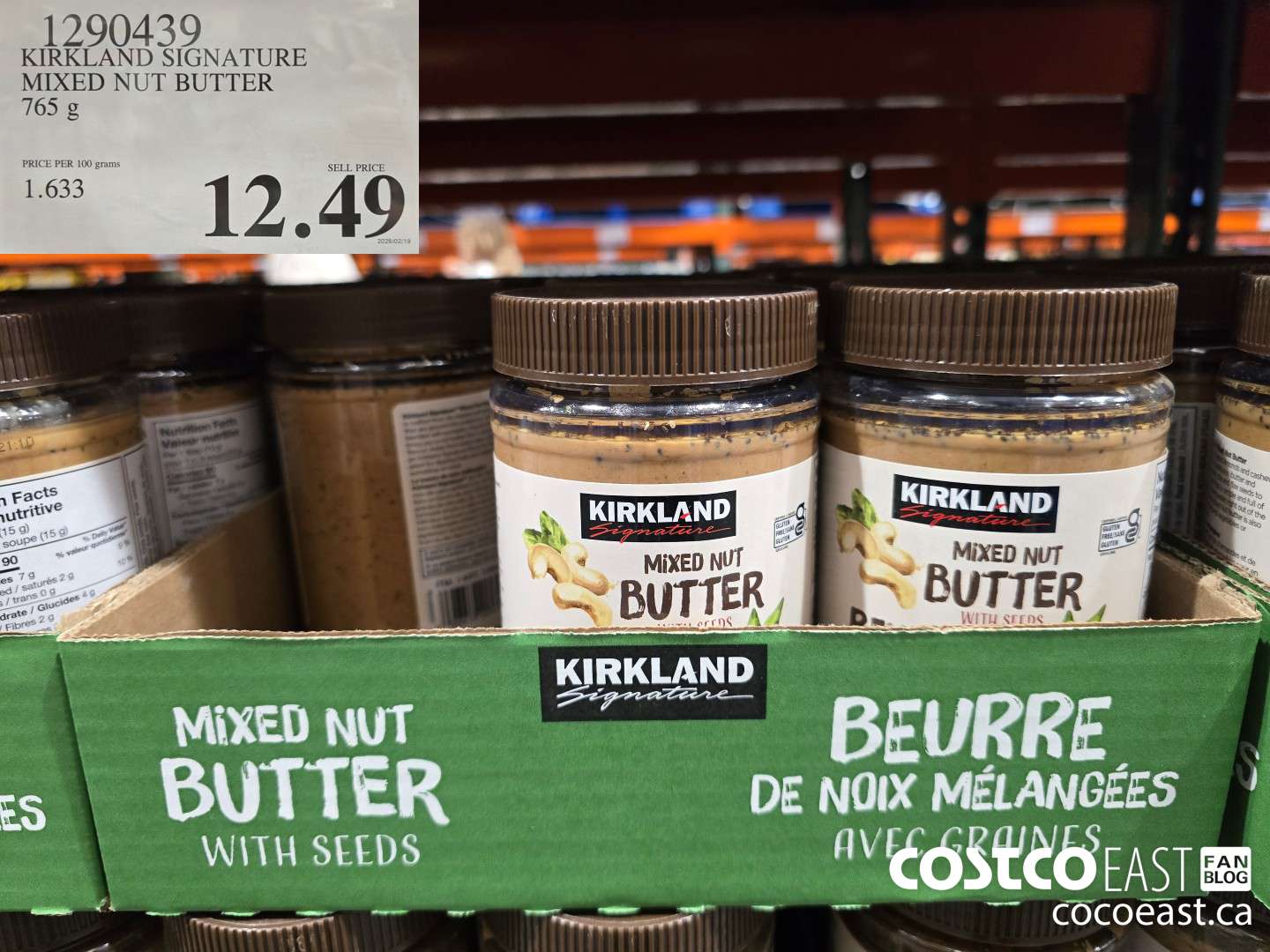 1290439 KIRKLAND SIGNATURE MIXED NUT BUTTER 765g $12.49