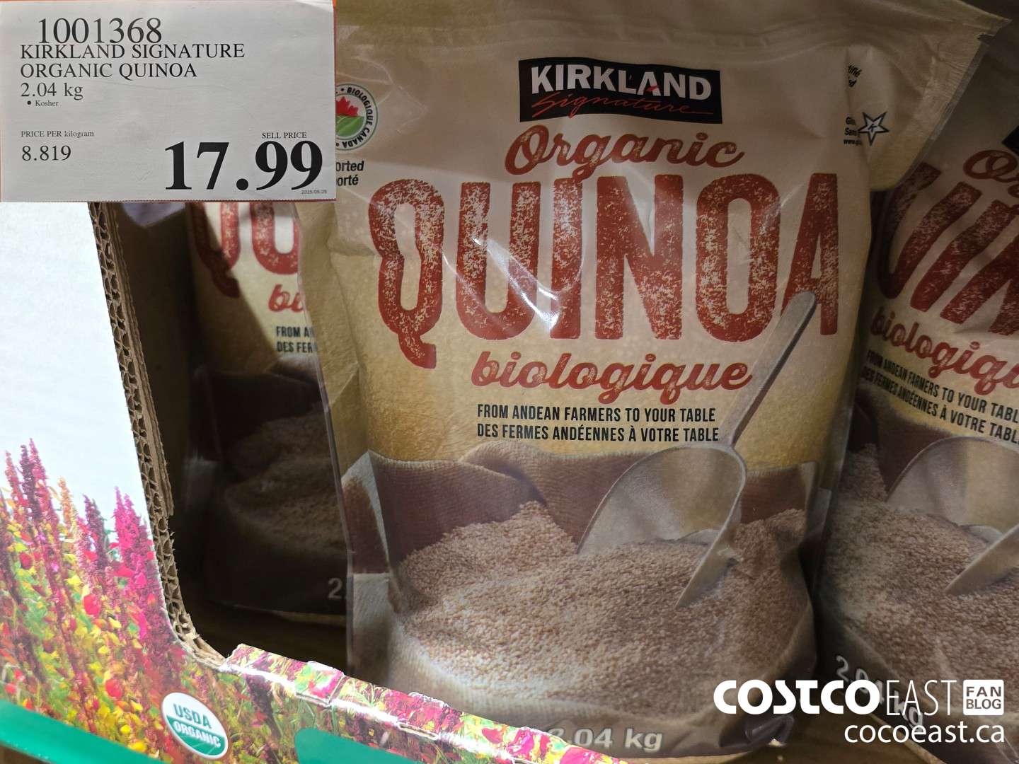 1001368 KIRKLAND SIGNATURE ORGANIC QUINOA 2.04 KG $17.99