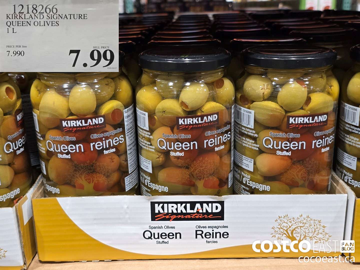 1218266 KIRKLAND SIGNATURE QUEEN OLIVES 1 L $7.99