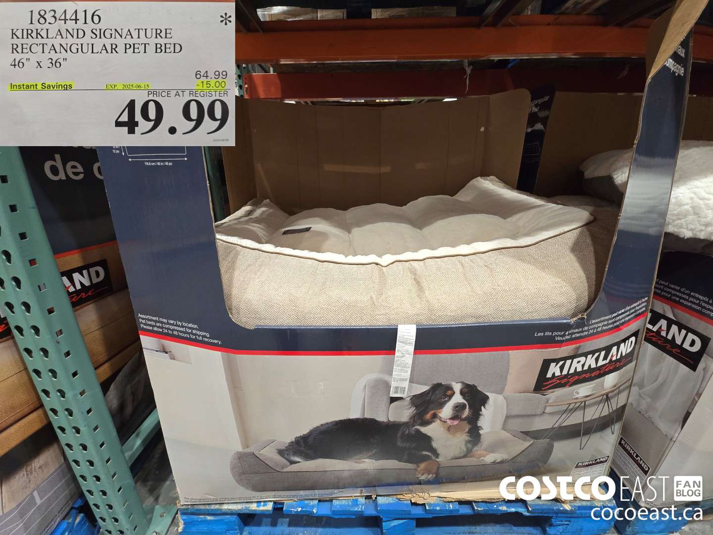 1834416 KIRKLAND SIGNATURE RECTANGULAR PET BED 46