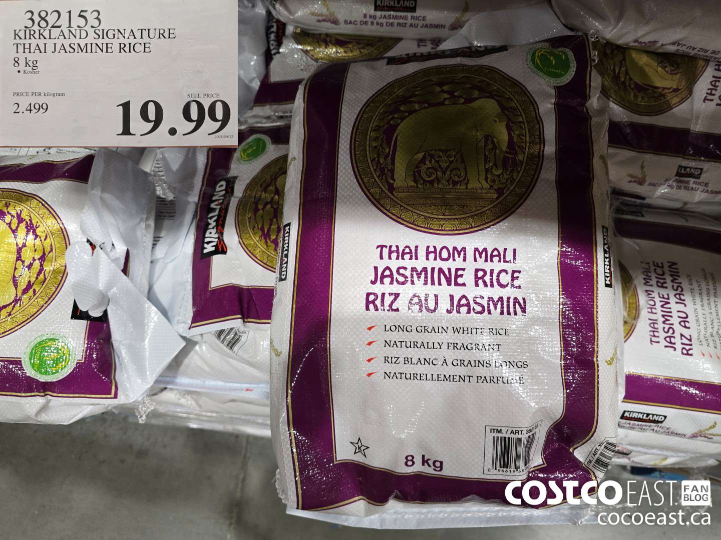 3821253 KIRKLAND SIGNATURE THAI JASMINE RICE 8 KG $19.99