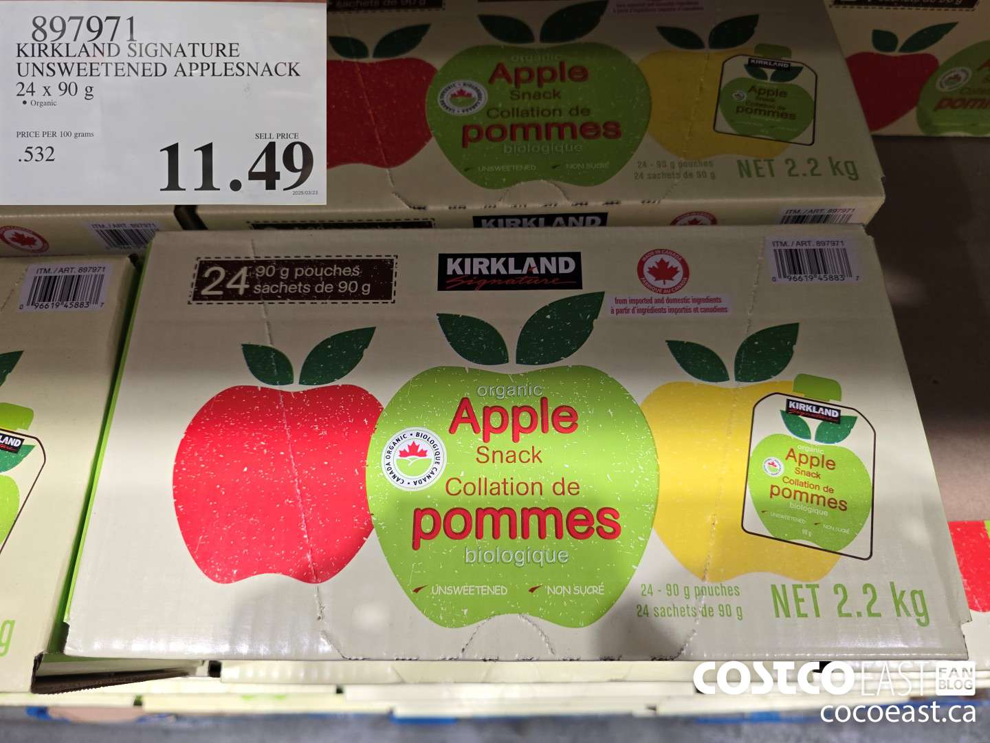 897971 KIRKLAND SIGNATURE UNSWEETENED APPLESNACK 24 X 90 G $11.49