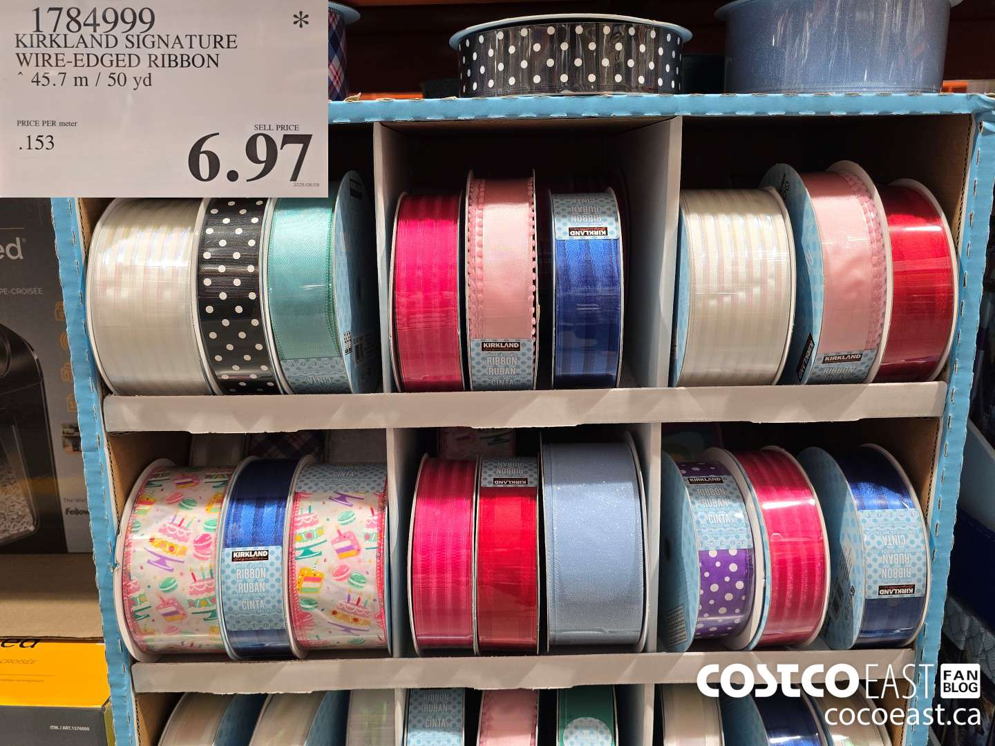 1784999 KIRKLAND SIGNATURE WIRE-EDGED RIBBON 45.7 m / 50 yd $6.97