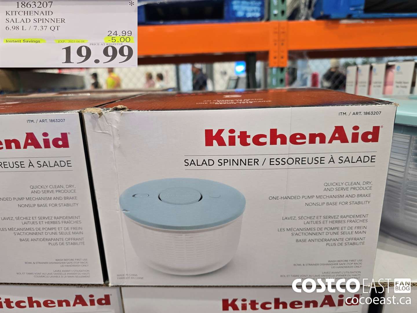 1863207 KITCHENAID SALAD SPINNER 6.98 L / 7.37 QT ($5.00 INSTANT SAVINGS EXPIRES ON 2025-06-08) $19.99