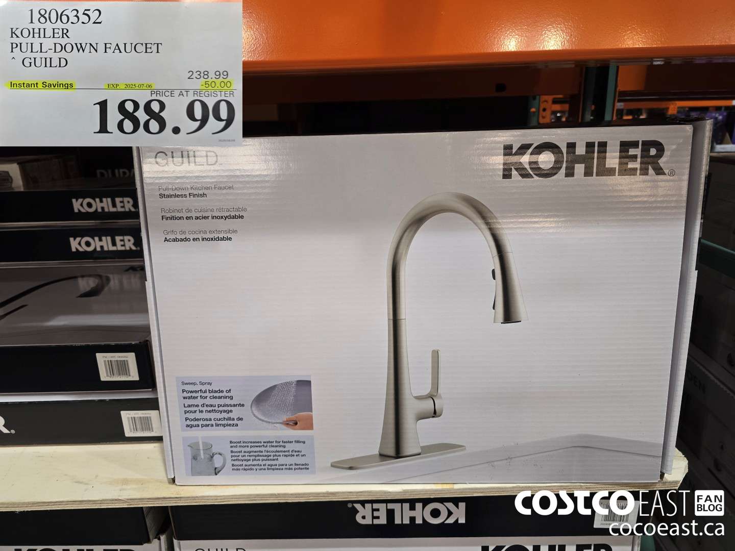 1806352 KOHLER PULL-DOWN FAUCET GUILD ($50.00 INSTANT SAVINGS EXPIRES ON 2025-07-06) $188.99