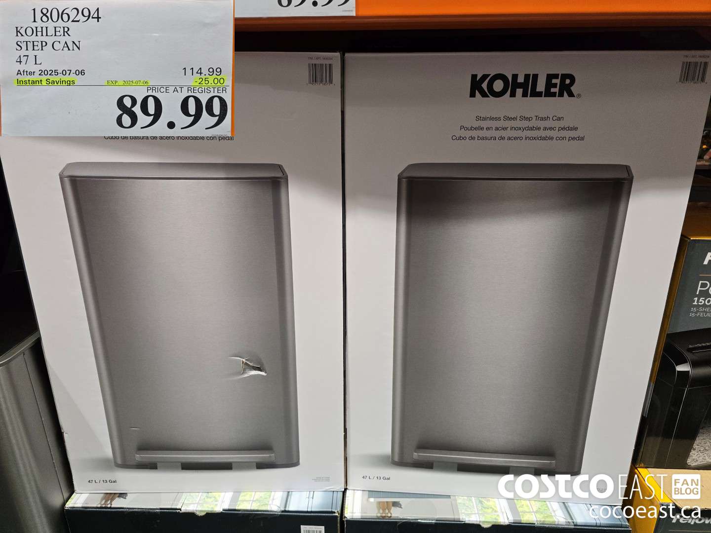 1806294 KOHLER STEP CAN 47 L ($25.00 INSTANT SAVINGS EXPIRES ON 2025-07-06) $89.99