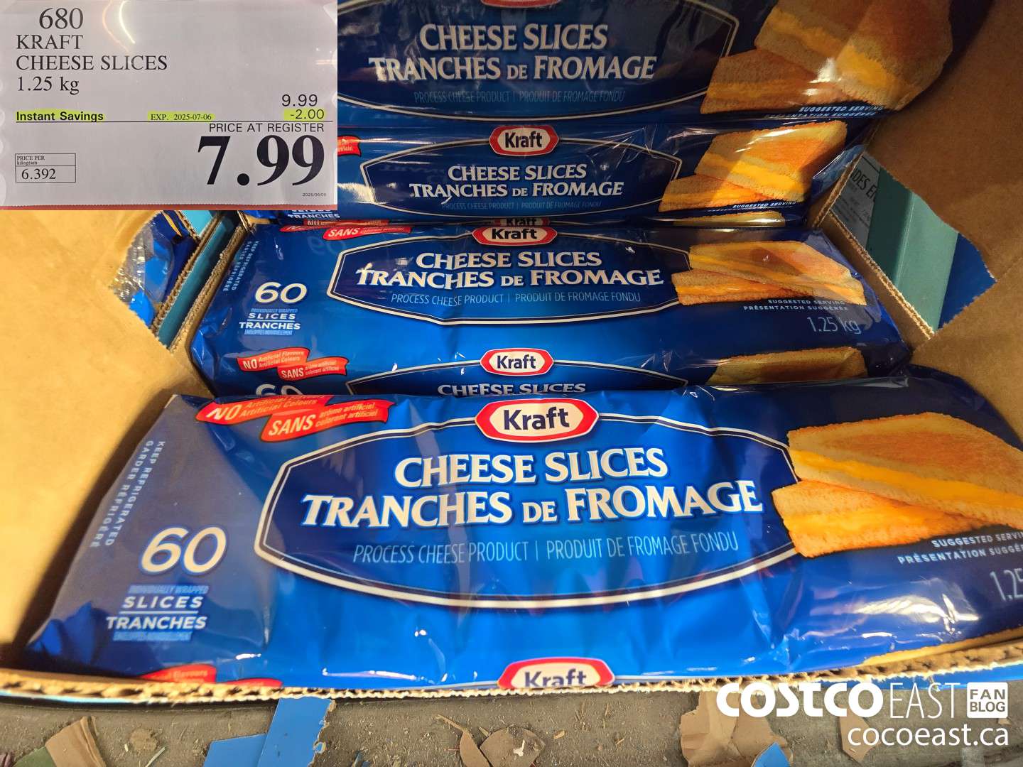 680 KRAFT CHEESE SLICES 1.25 KG ($2.00 INSTANT SAVINGS EXPIRES ON 2025-07-06) $7.99